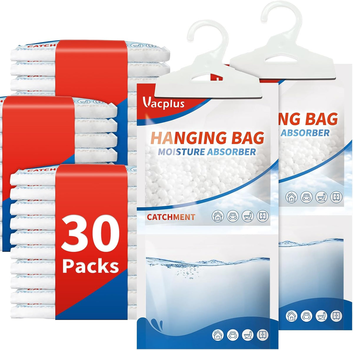 Vacplus Moisture Absorbers Packets, Fragrance Free 30 Pack, Humidity Packs, Dessicant Packets