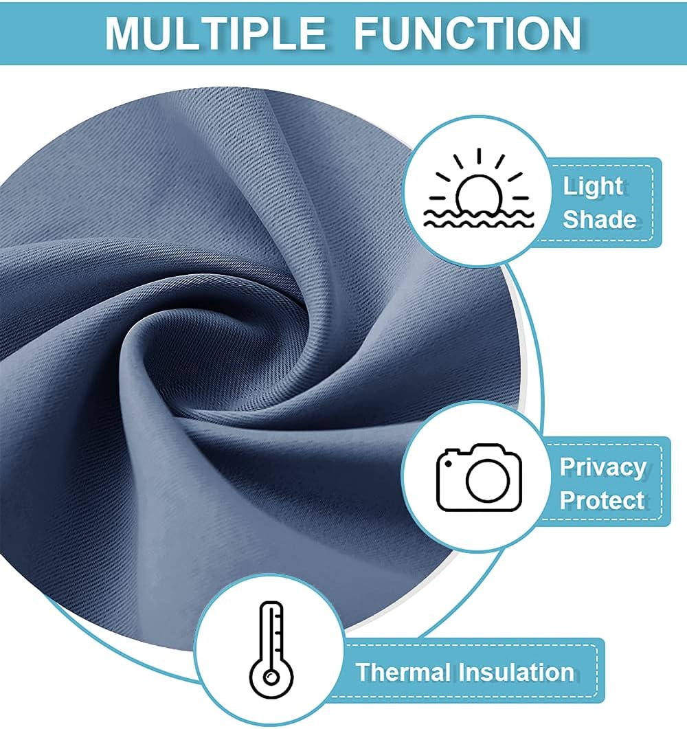 RYB HOME Blackout Curtains 63 inches Long - Energy Saving Insulation Large Window Curtain Blinds