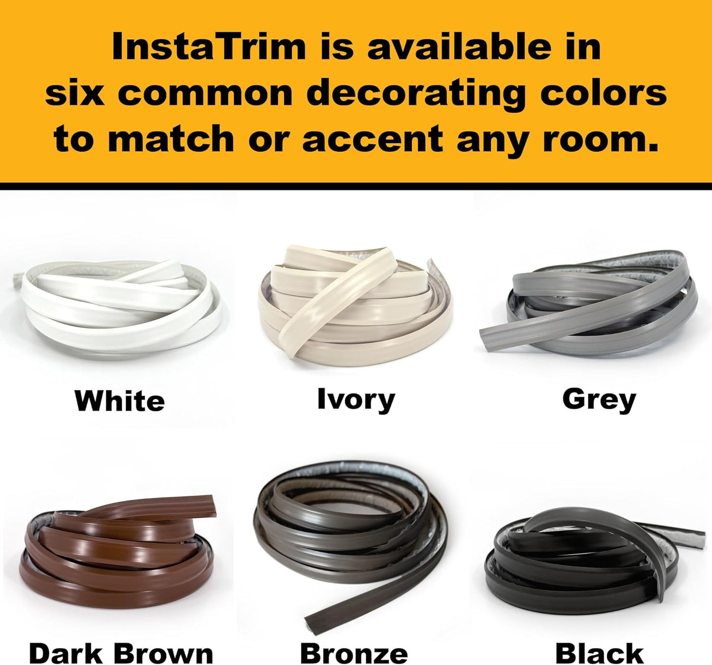 InstaTrim The Original Flexible Trim -10ft Grey 3/4" Wide Caulk Tape - Adhesive Trim with Many Uses