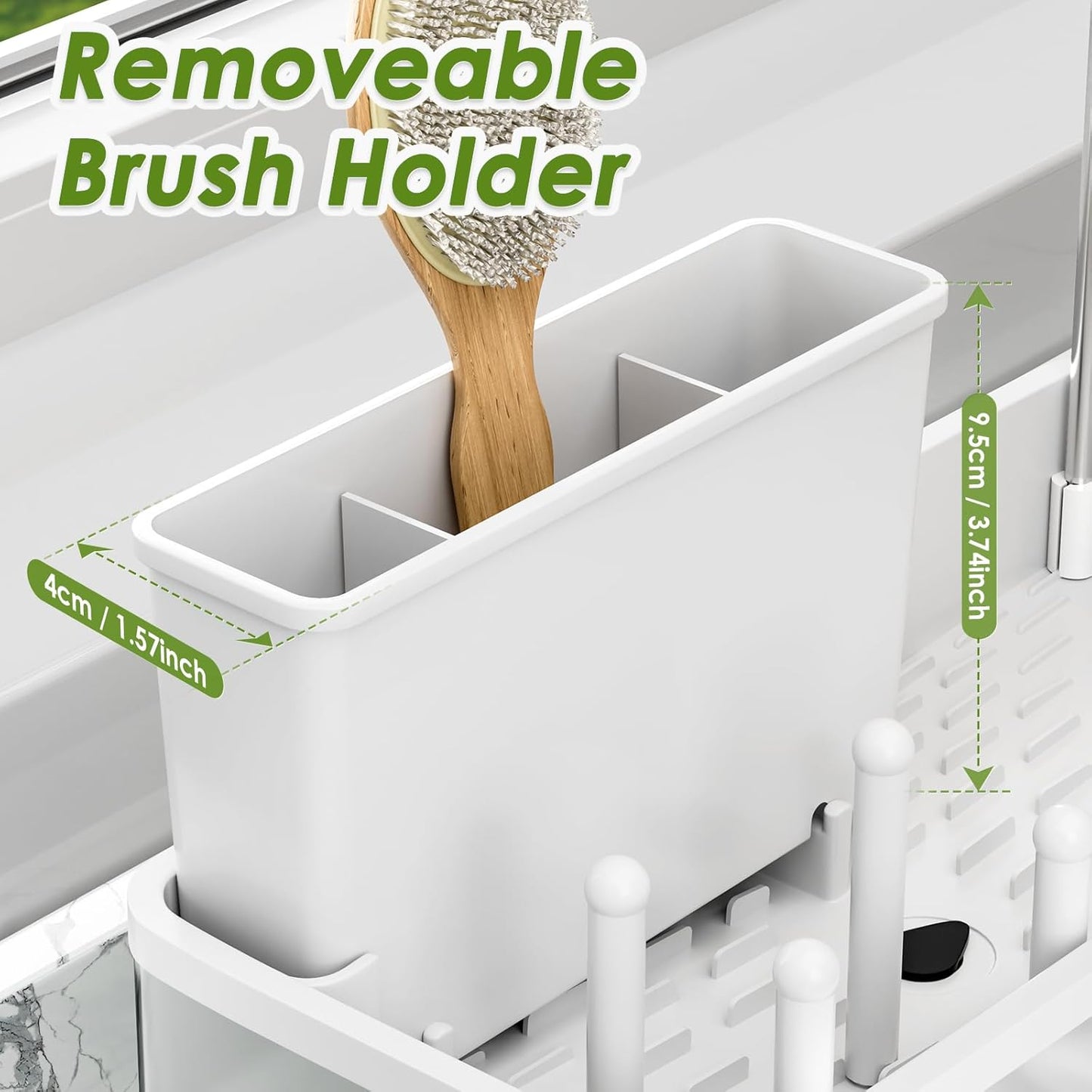 Stainless Steel Sink Caddy, Sponge Holder for Kitchen Sink with Brush Holder & Dishcloth Rack