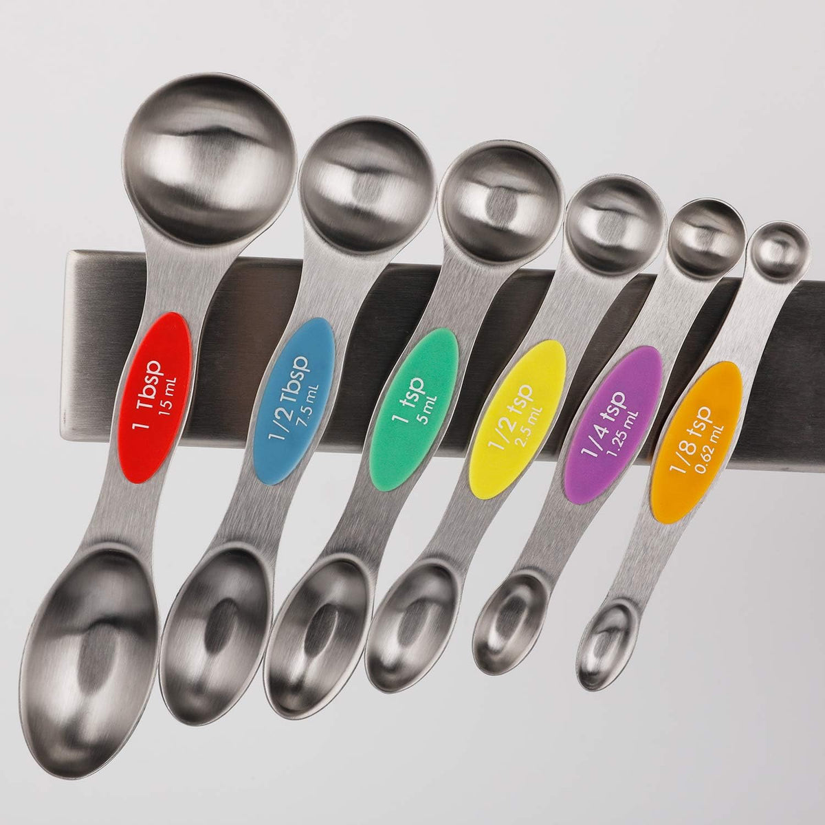 Magnetic Measuring Spoons Set Stainless Steel Stackable Dual Sided Teaspoons and Tablespoons for