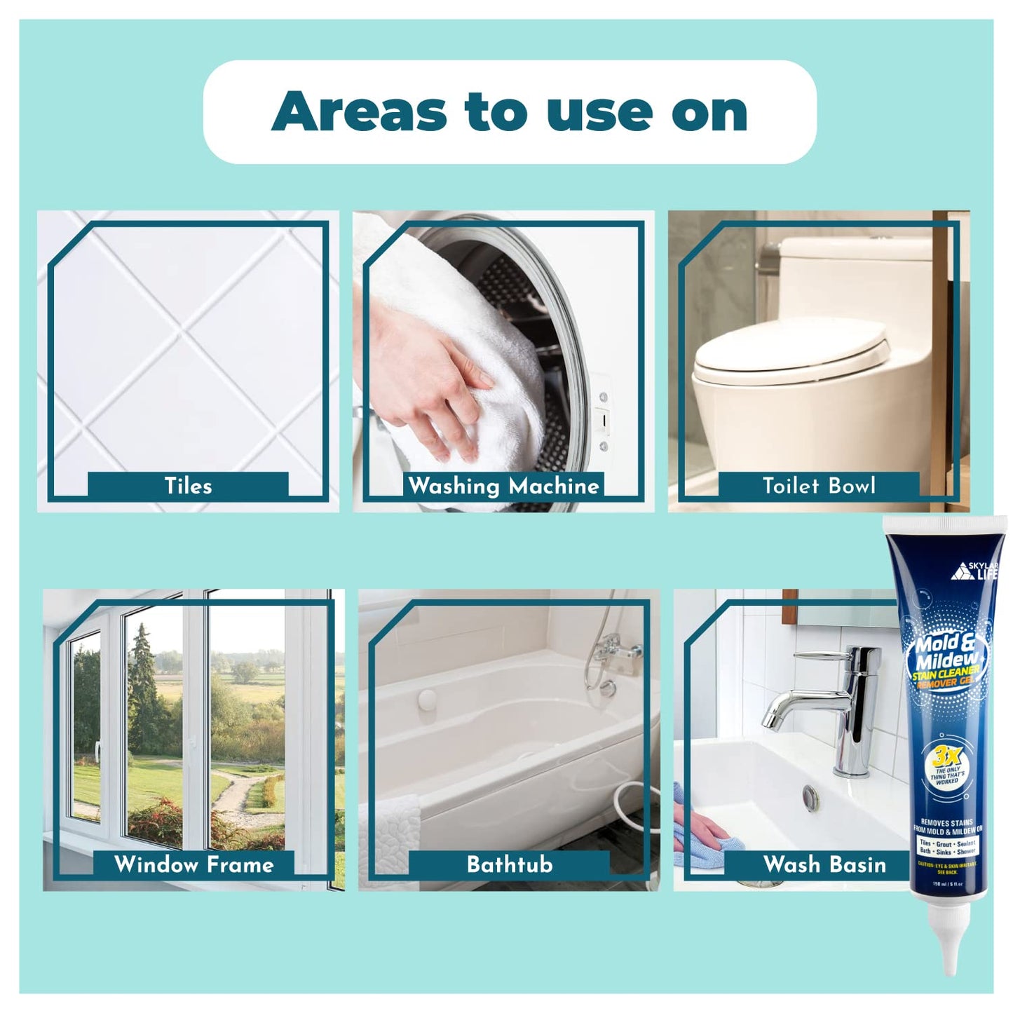 Skylarlife Home Mold & Mildew Remover Gel Stain Remover Cleaner Wall Mold Cleaner for Tiles Grout
