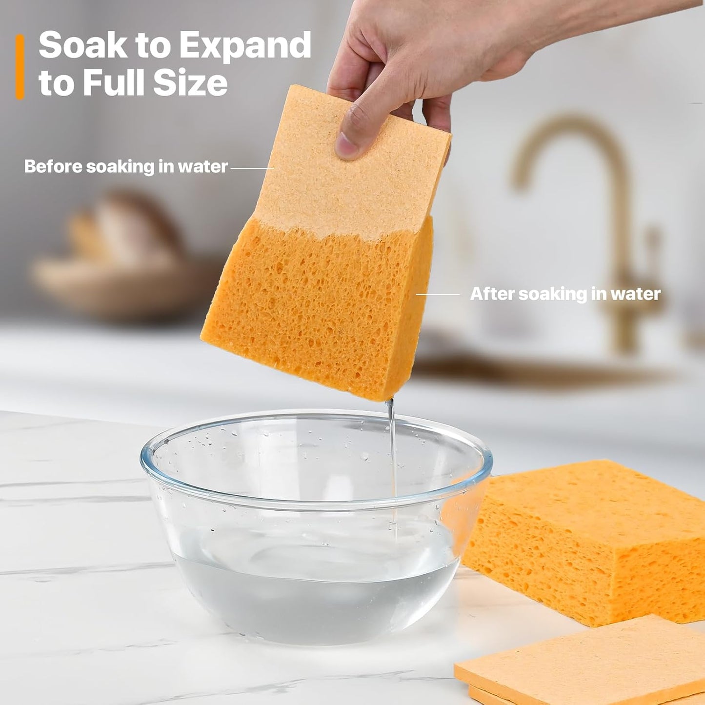 4 PCS Large Natural Cellulose Sponges 6x4x2 Inch - Super Absorbent and Biodegradable, Perfect for
