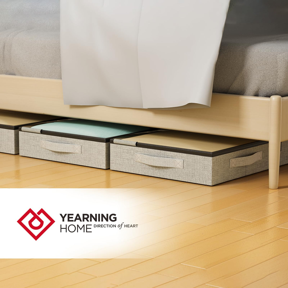 4.5 Inches Under Bed Storage Containers with Sturdy Sidewalls/Bottom and Reinforced Handles,Low