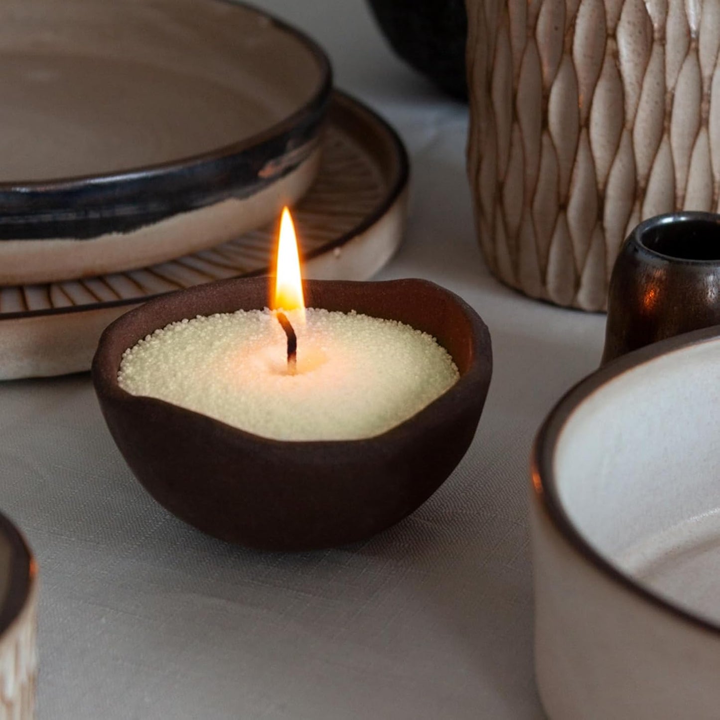 Green Tea Scented Light Green Pearled Candle 18oz Luxury Sand Candle Granulated Wax 30 Cotton Wicks