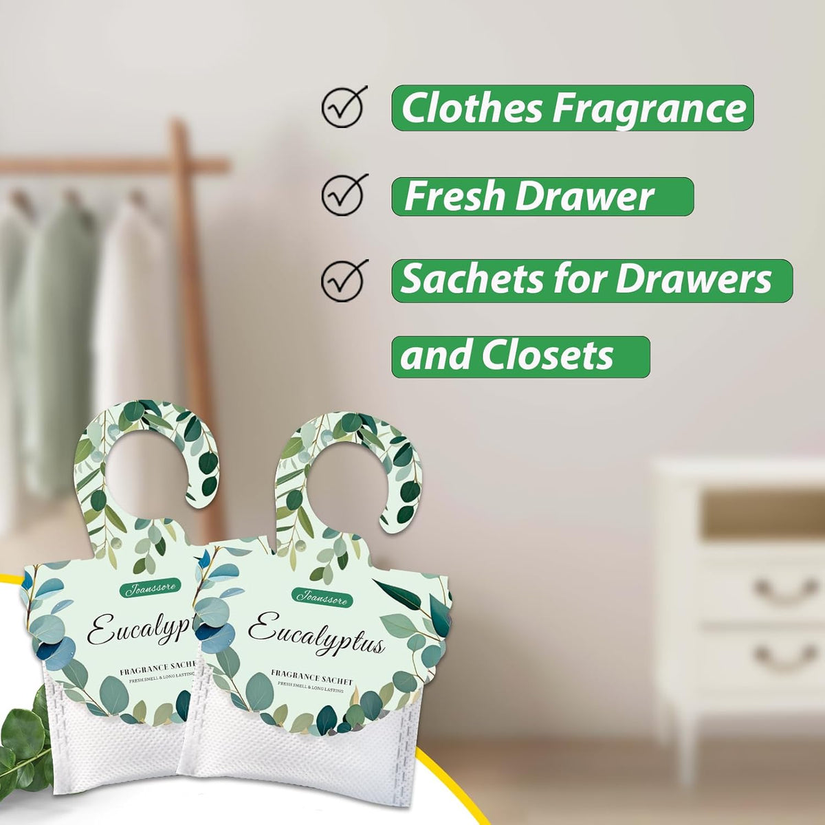15 Packs Eucalyptus Scented Sachets Bag for Drawers and Closets, Air Freshener for Home Fragrance