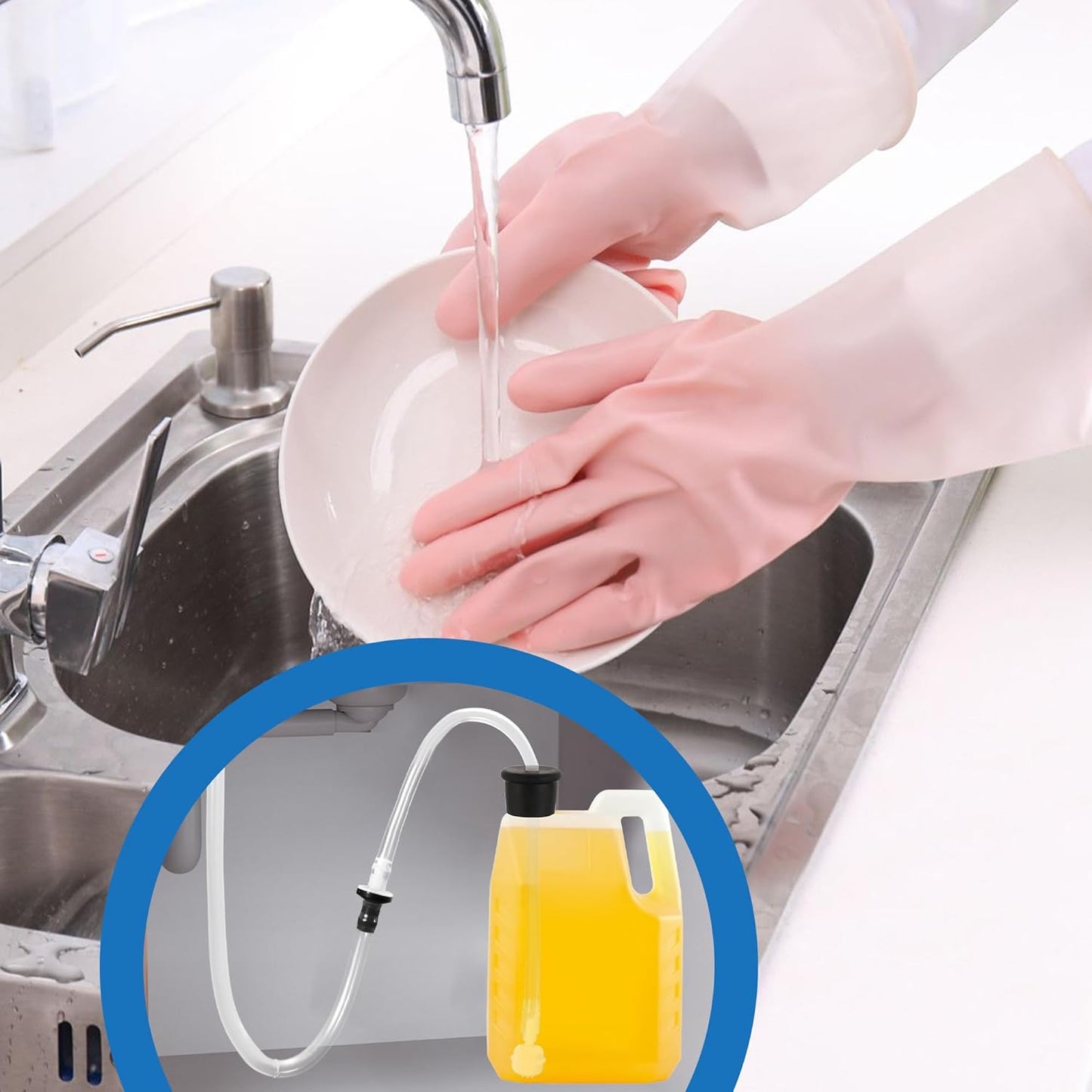 Yofidra Sink Soap Dispenser Extension Kit: Under Sink Dish Soap Dispenser with 47" Tube for