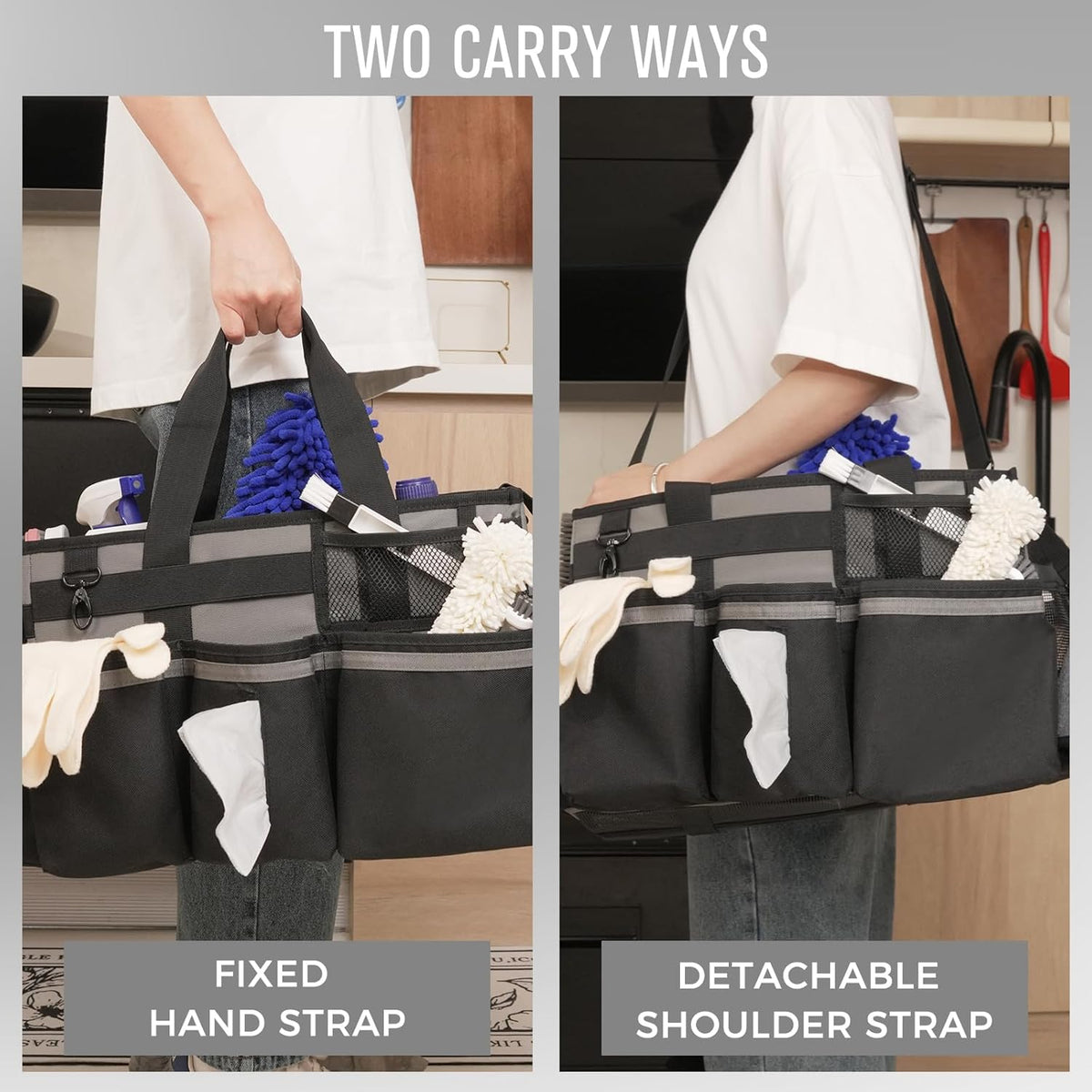 Wearable Cleaning Caddy, Cleaning Caddy Supplies Organizer with Handle & Shoulder Straps for