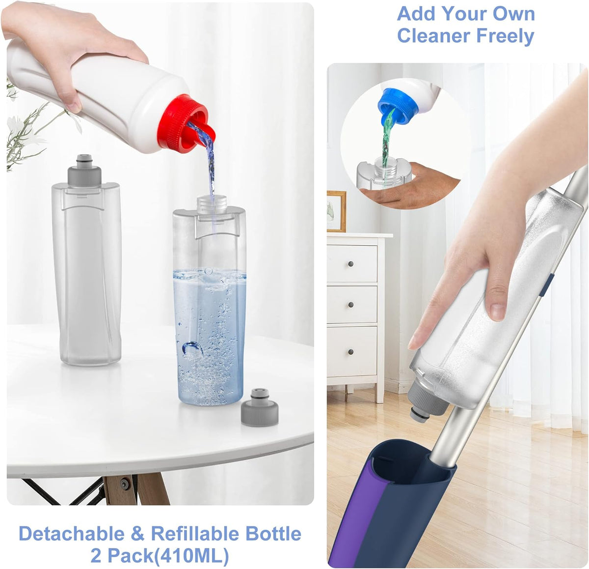 Spray Mops for Hardwood Floor Cleaning- MEXERRIS Microfiber Wet Jet Mops with 2 Bottles 4 Reusable