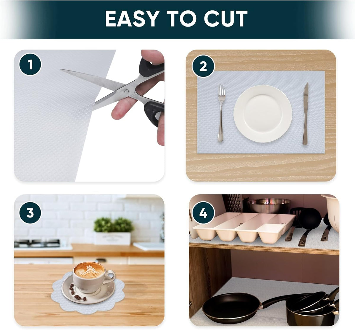 Shelf Liners for Kitchen Cabinets Non-Adhesive & Washable,Non Slip Cabinet Liners for Shelves