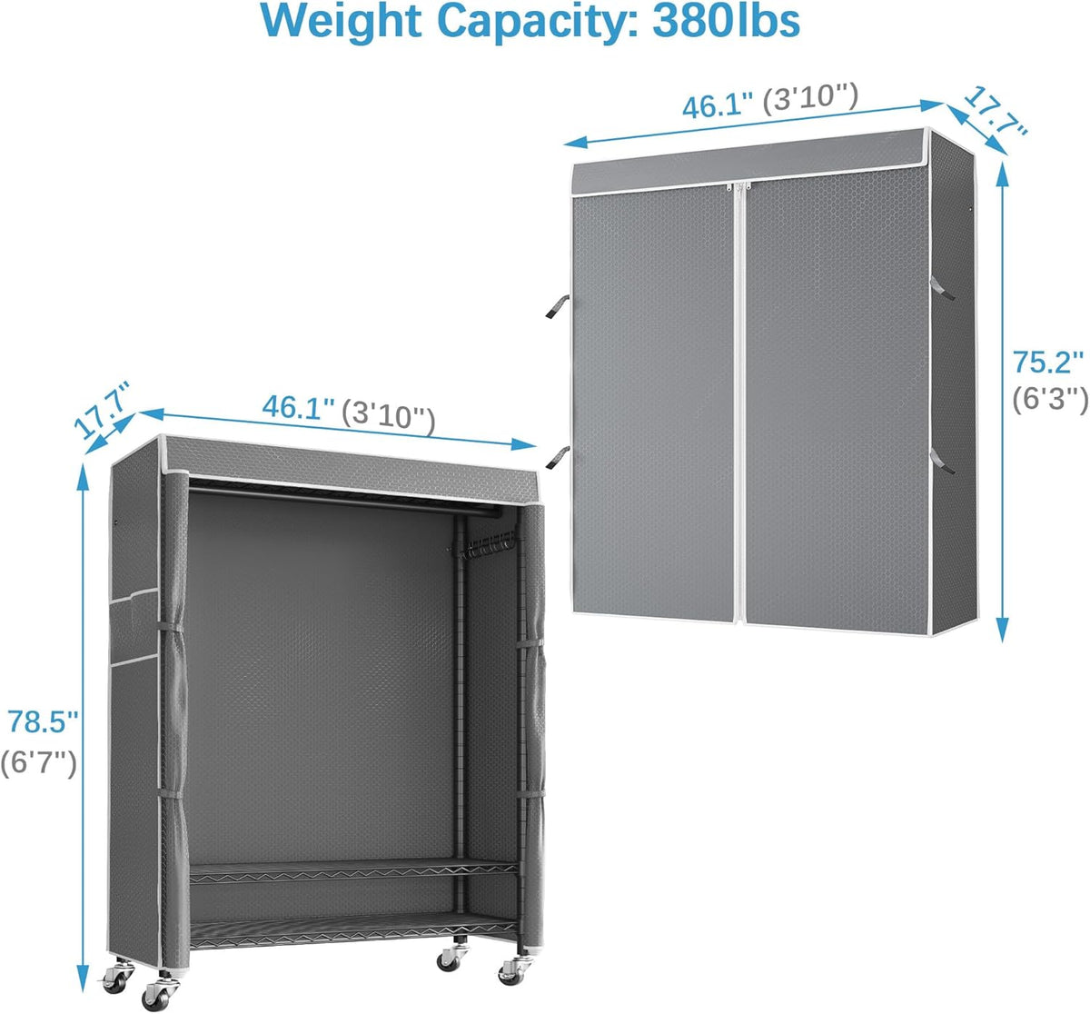 VIPEK R3C Plus Garment Rack Rolling Clothes Racks with Locking Wheels, Heavy Duty Clothing Rack