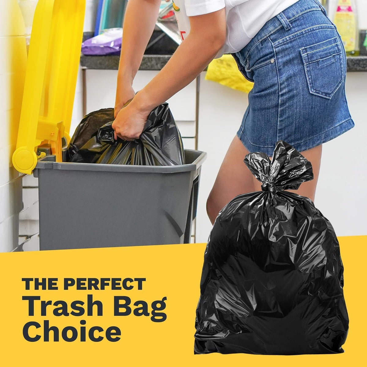 ToughBag 55 Gallon Trash Bags Heavy Duty (100 Count) - 50-60 Gallon Black Garbage Bags, Large Trash