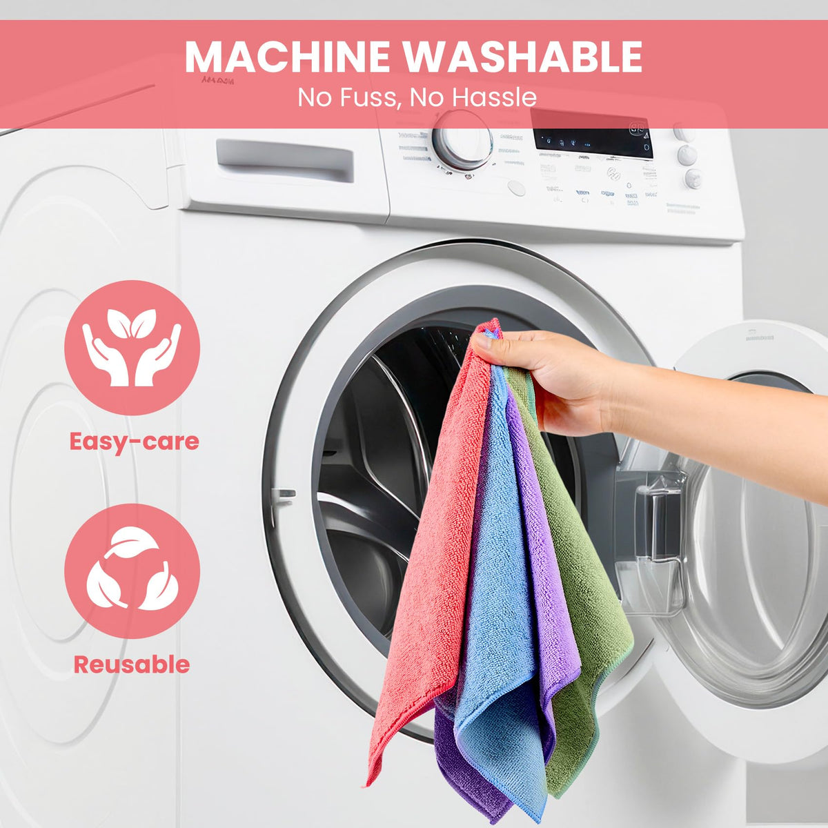 SIFANGKE Microfiber Cleaning Cloth, 12 Pack Assorted Color Cleaning Rags for Housekeeping, Colorful