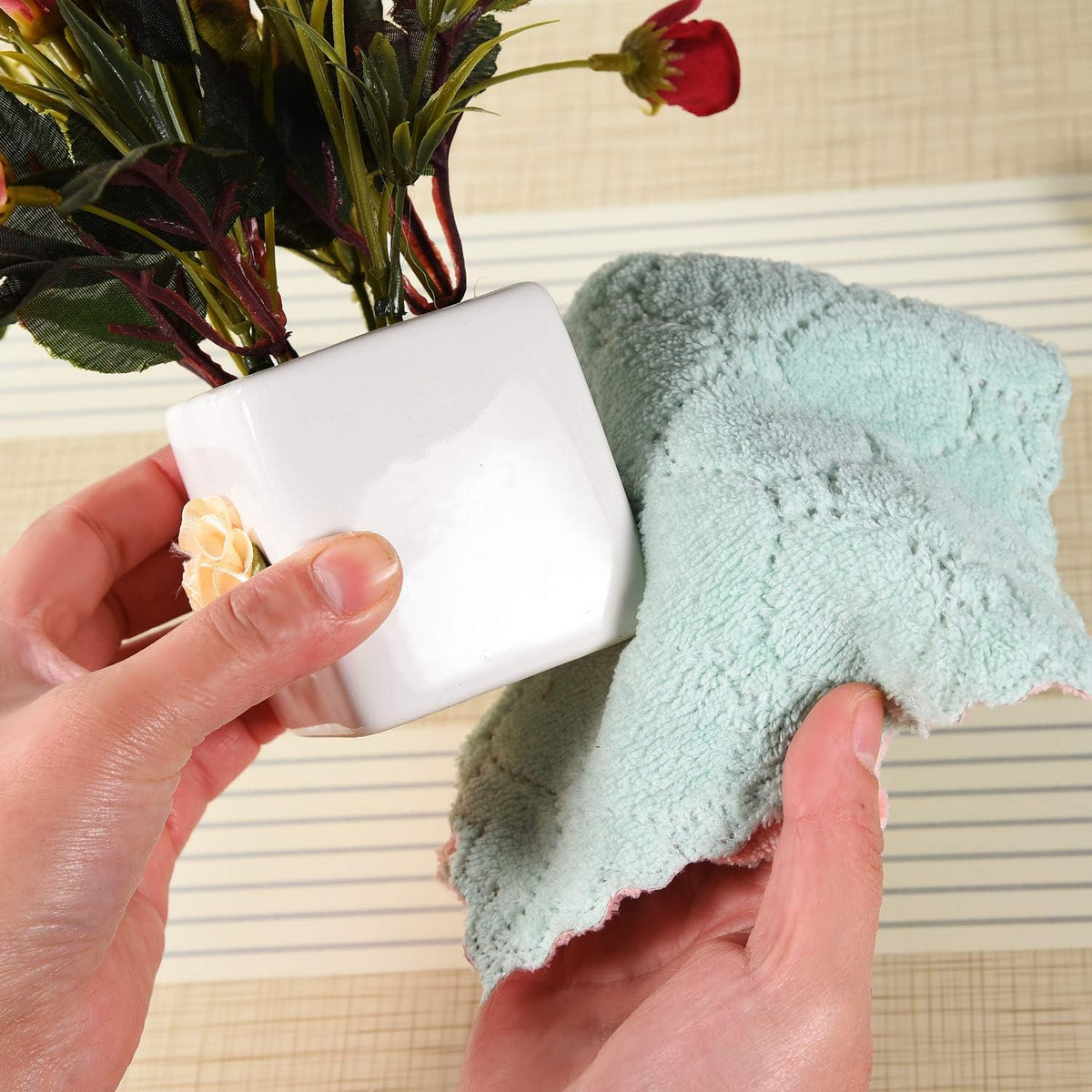 Hypermotion Microfiber Cleaning Cloth, Kitchen Towels, Double-Sided Microfiber Towel Lint Free