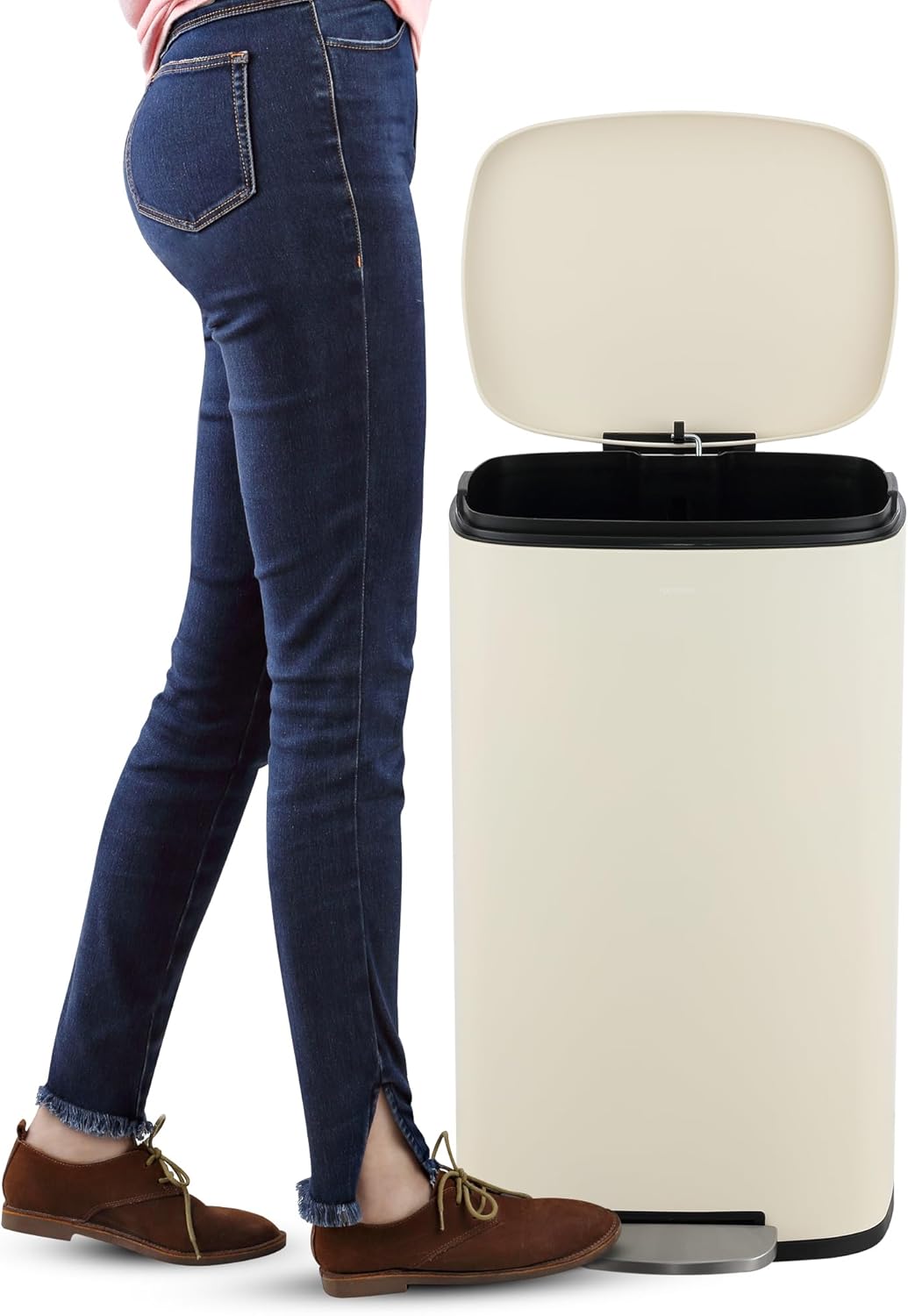 happimess HPM1011I Curtis 8-Gallon Step-Open Trash Can, Fingerprint Resistant, Modern, Minimalistic