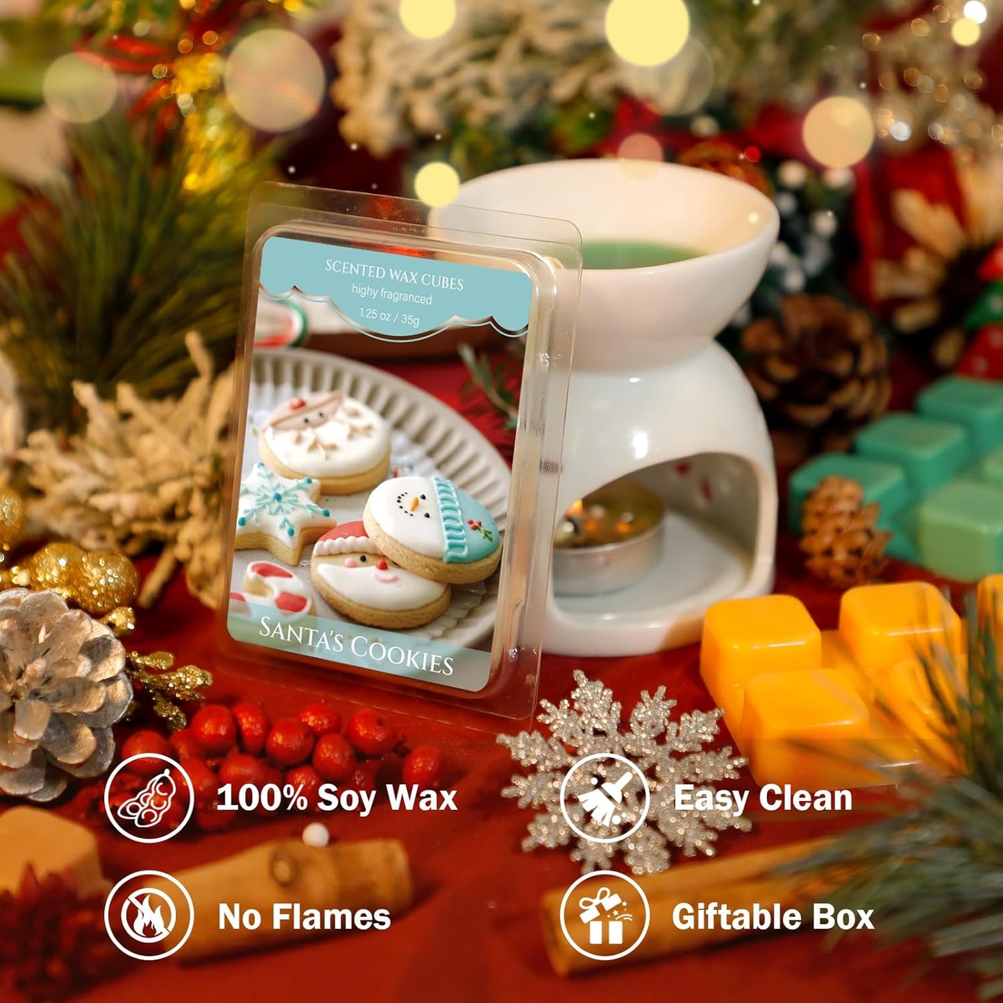 SCENTORINI Christmas Wax Melts, Wax Cubes Strong Scent 12 Pack, Scented Wax Melts, Long Lasting Soy
