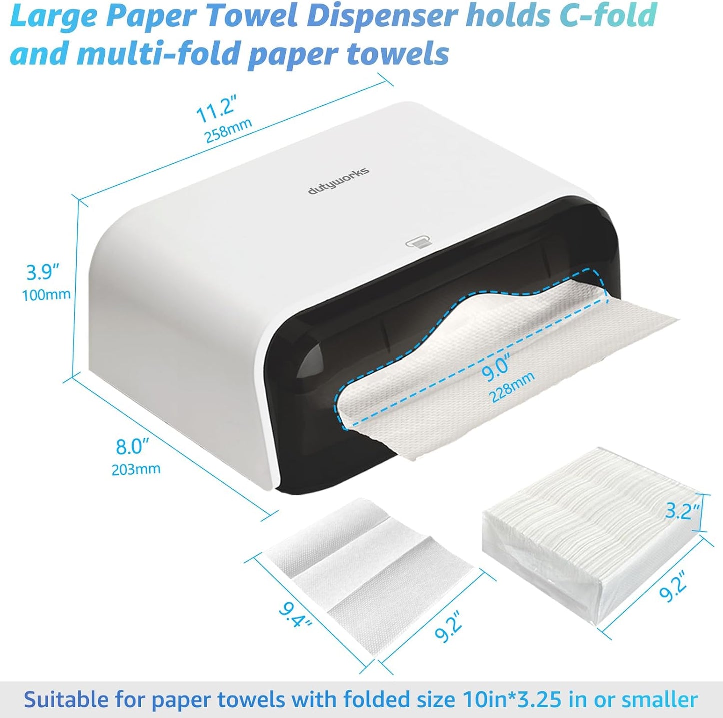 Paper Towel Dispenser Wall Mount, Multifold Paper Towel Holder Adhesive Hand Towel Dispenser for
