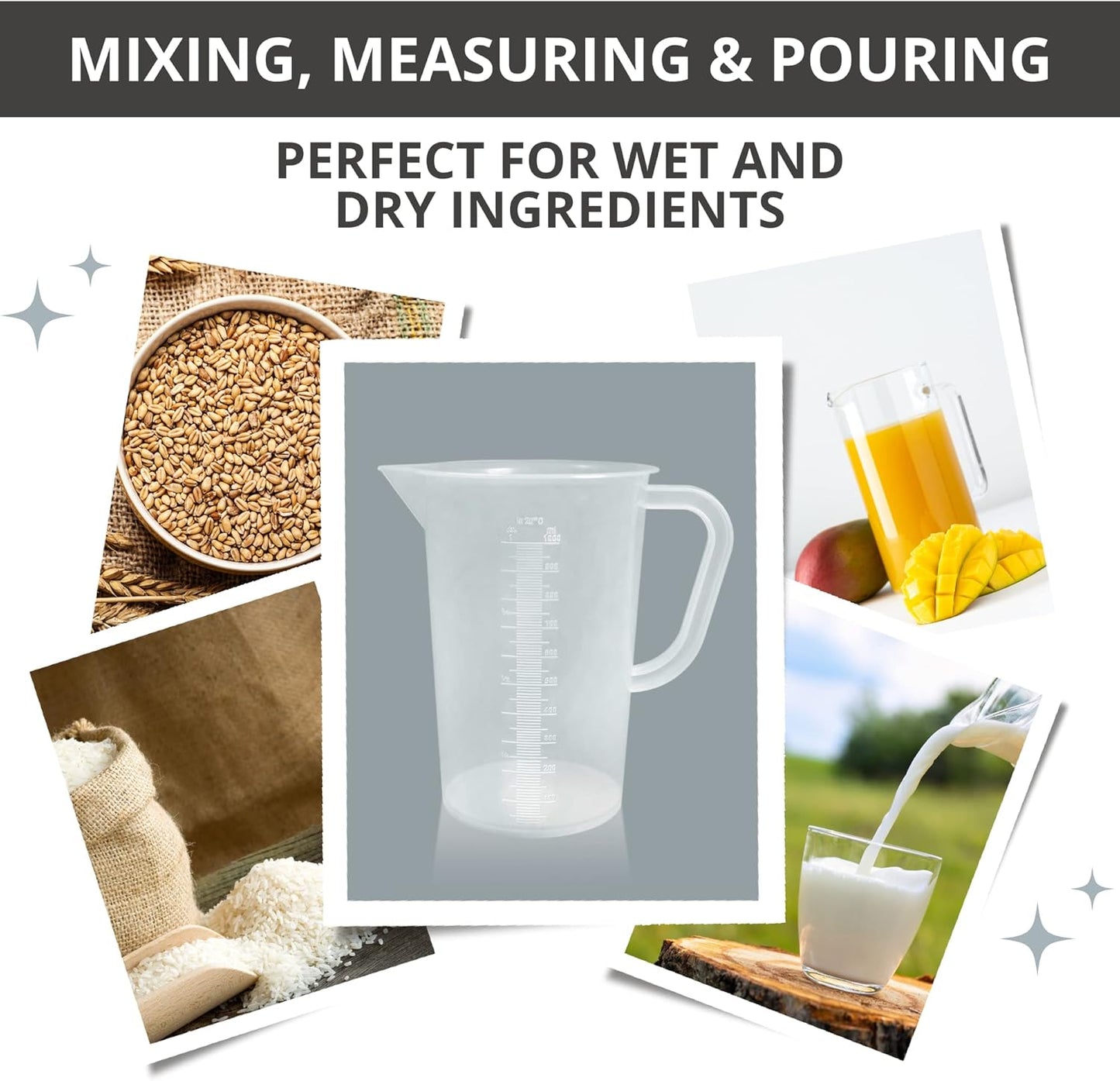 Plastic Graduated Measuring and Mixing Pitcher - 1000ml Plastic Graduated Measuring Pitcher - Large