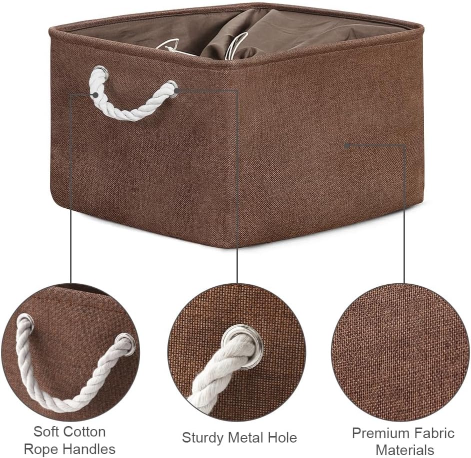 TheWarmHome Organization and Storage Basket for Organizing - 17x14x10 inch 3 Pack Fabric Storage