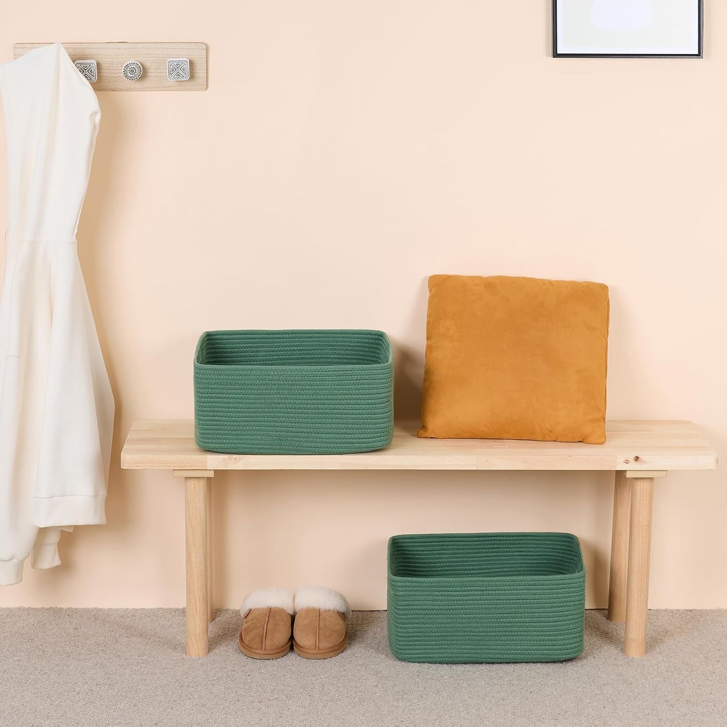 Large Storage Baskets for Shelves, Closet Organizers Bins for Clothes Blanket Towels, Baby Nursery