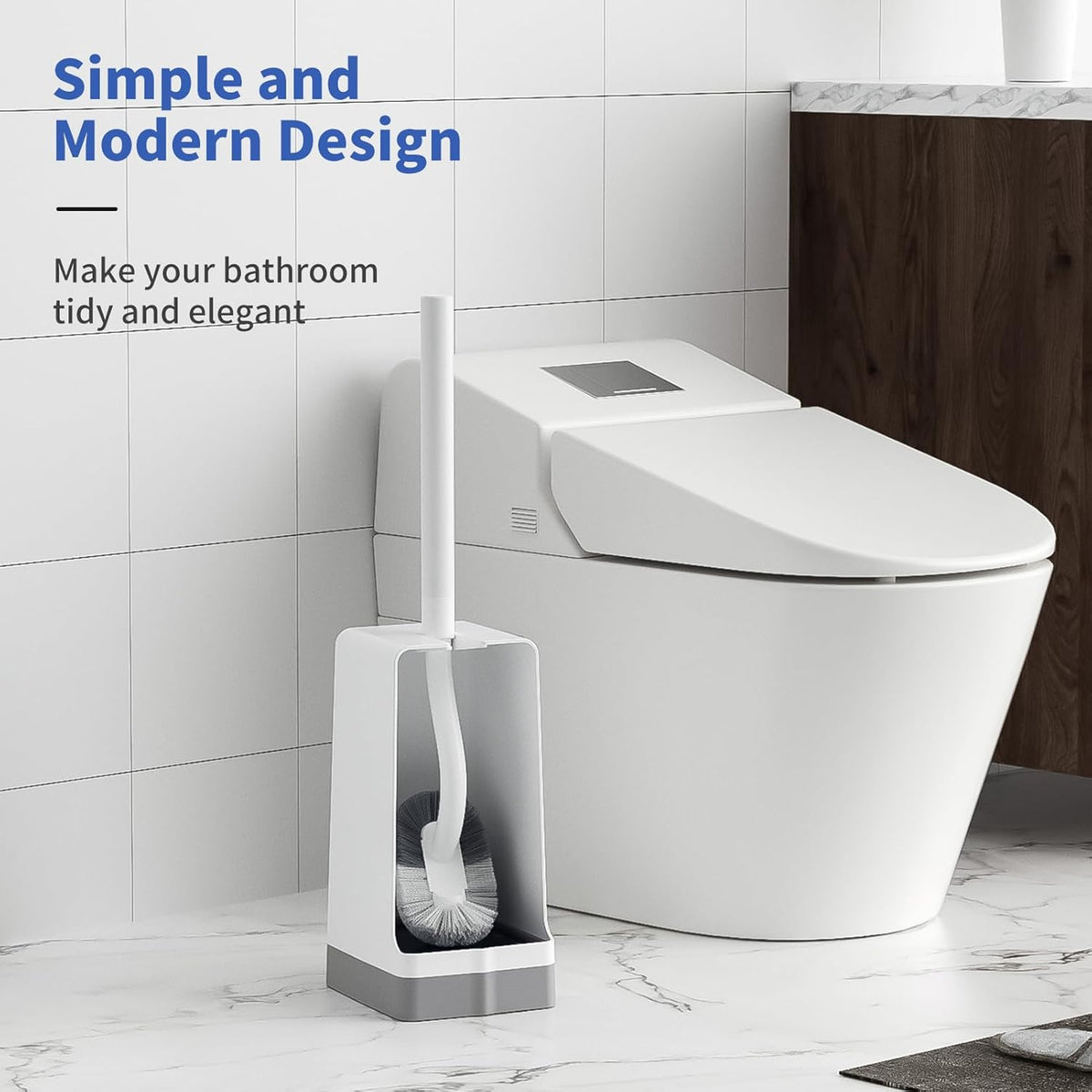 Marbarsse Bathroom Toilet Bowl Brush and Holder, Curved Design Dismount Toilet Brush for Deep