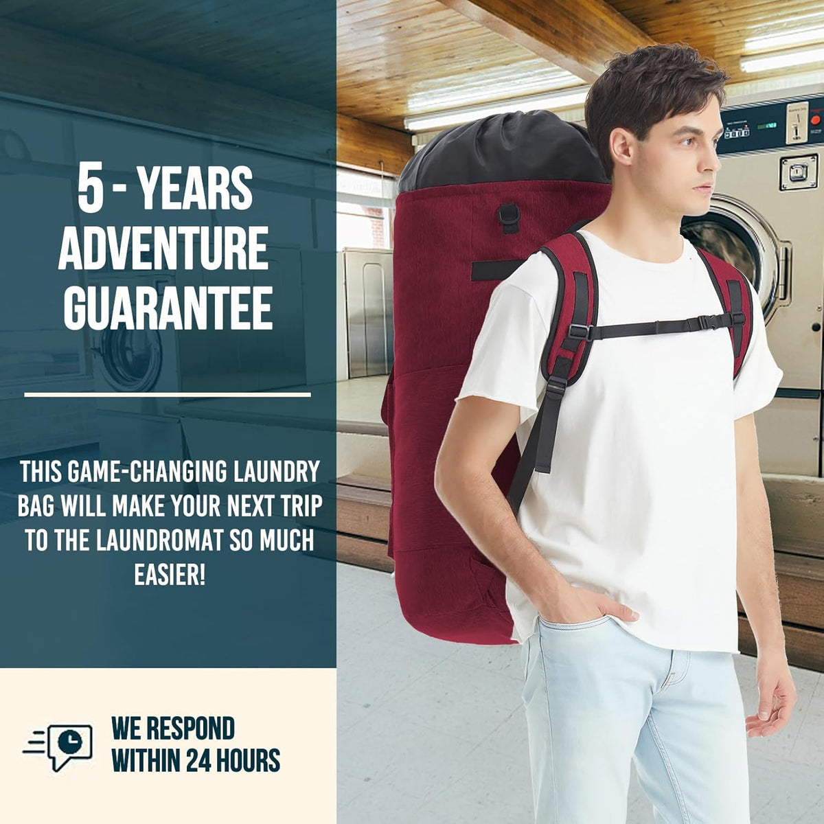 Laundry Bag With 4 Pockets,Laundry Bag With Shoulder Straps,Sturdy Laundry Backpack Heavy