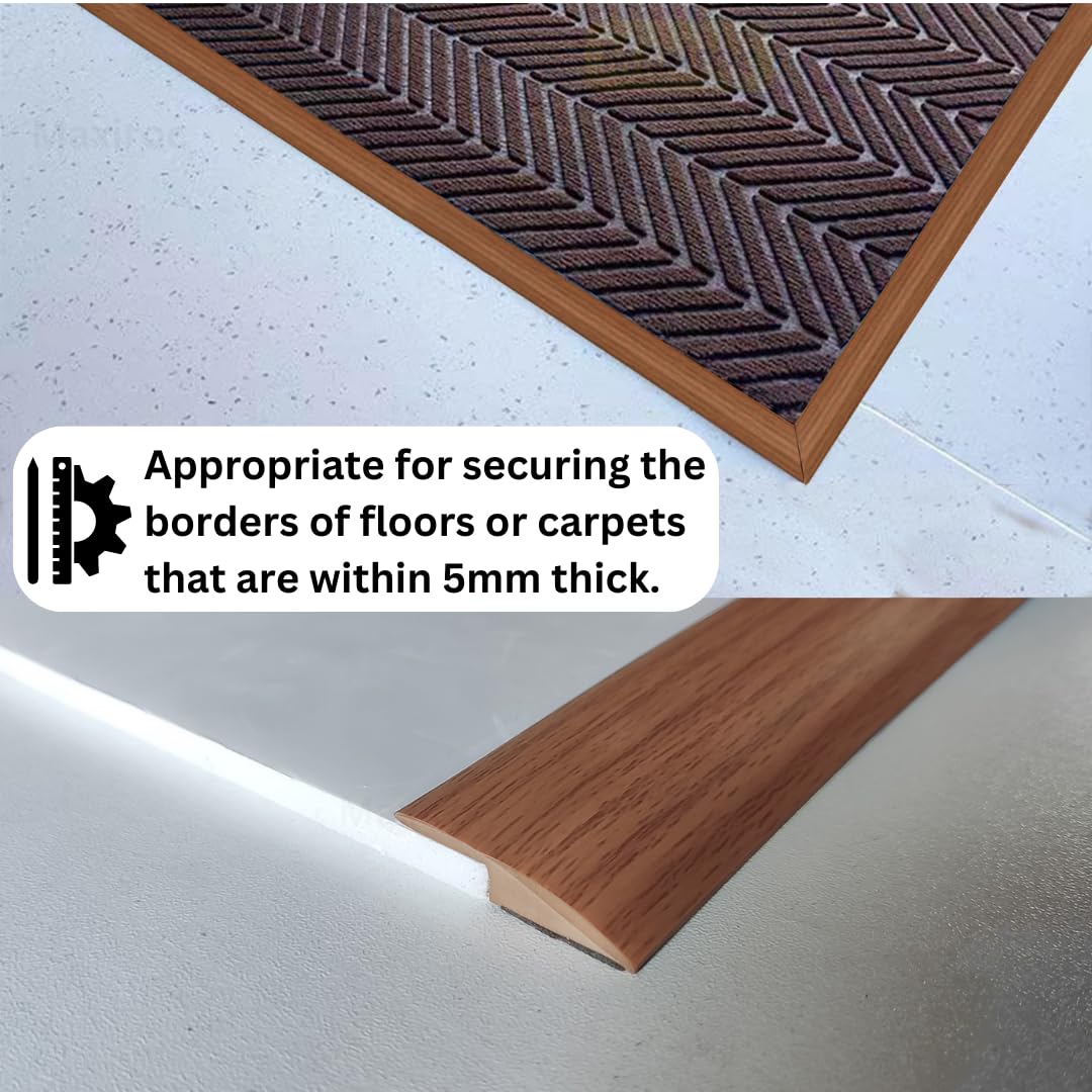 1/5 inch Height Floor Transition Strip, Self Adhesive Carpet Wood Tile Vinyl Flooring Laminate