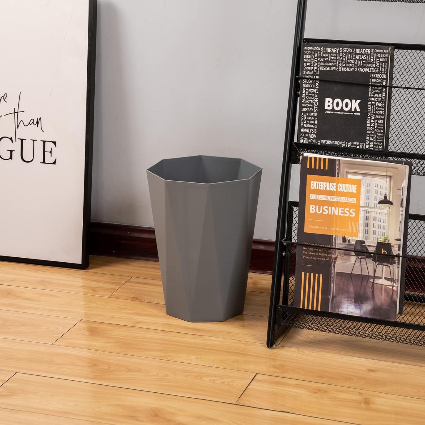 12L Trash Can Wastebasket Plastic Trash Bin Garbage Container Rubbish Can Paper Basket Office