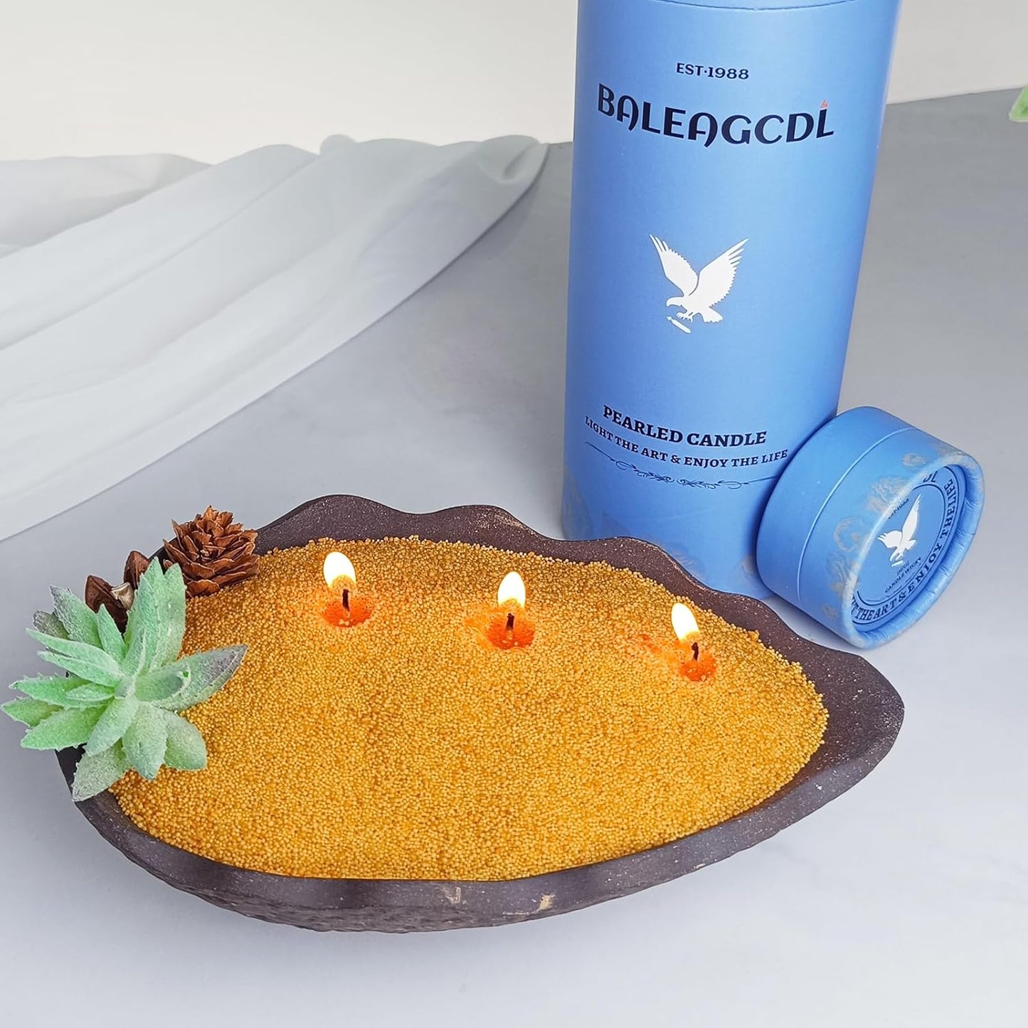 Osmanthus Scented Pumpkin Pearled Candle 18oz Luxury Sand Candle Granulated Wax - 30 Cotton Wicks
