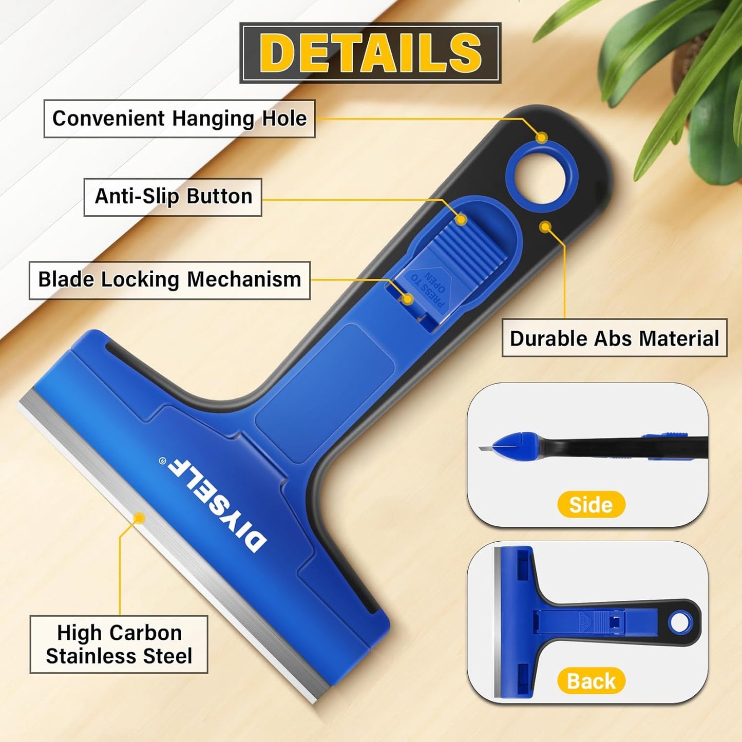 DIYSELF 1 Pack Razor Blade Scraper with 10 Extra Razor Blades, Scraper Tool, Glass Scraper for