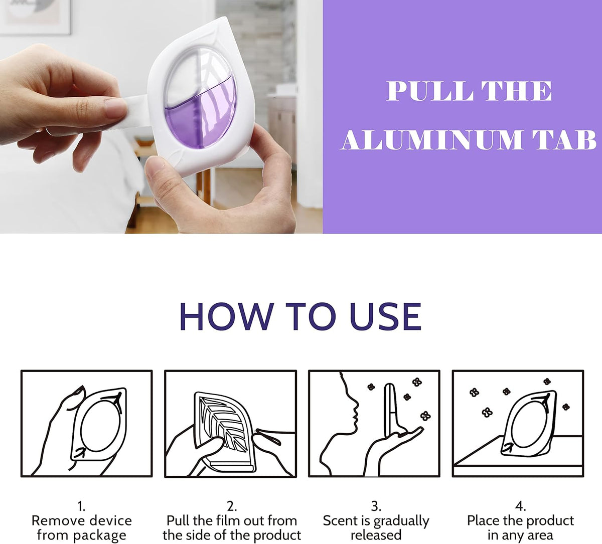 Air Freshener for Home, 4 Pack, Lavender, Odor Eliminator for Small Area Closets Bathroom Pets