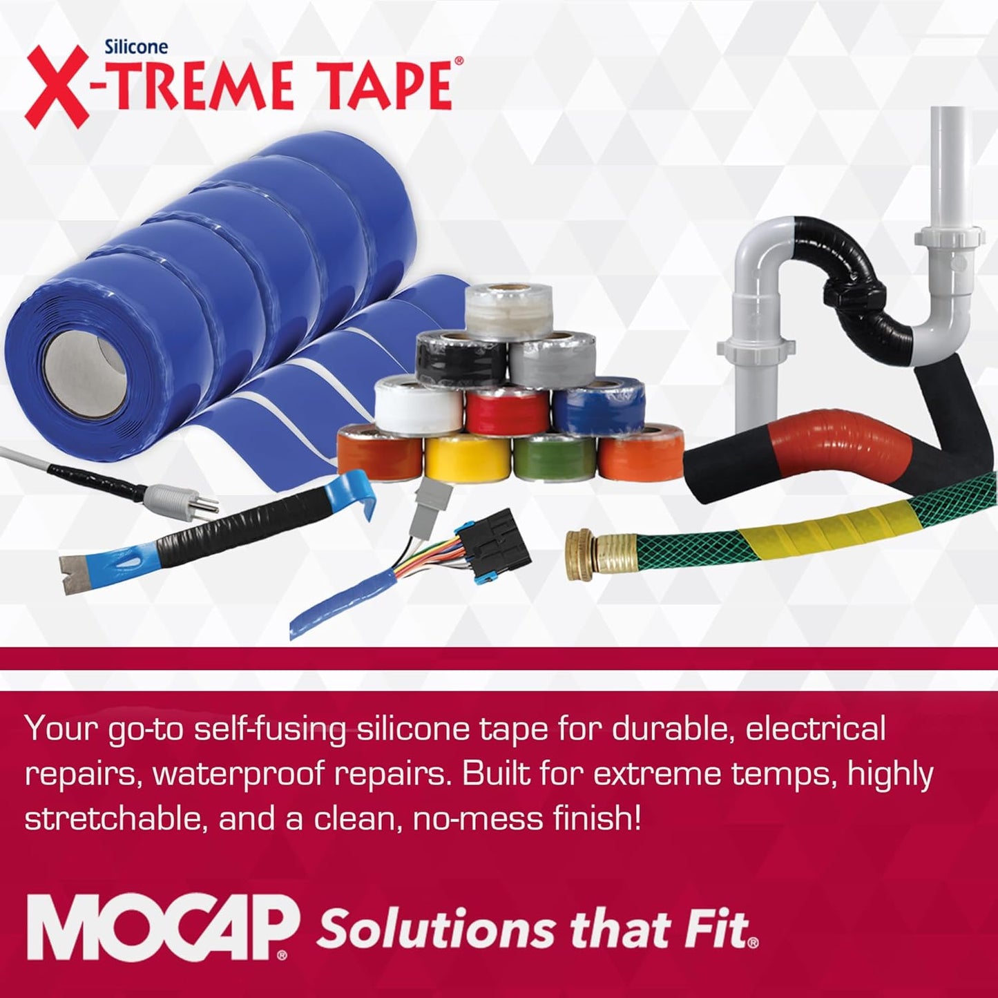 X-Treme Tape MOCAP Heavy Duty Electrical Tape, Self-Fusing Silicone Rubber, Waterproof & Insulating
