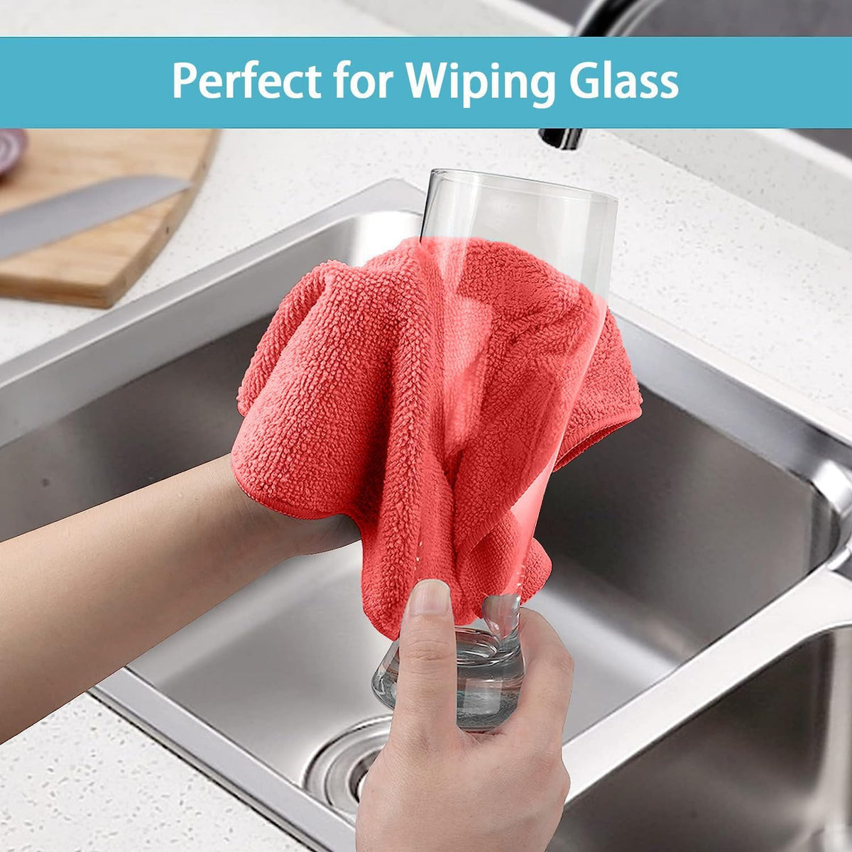 HOMEXCEL Red Microfiber Cleaning Cloth, 100 Pack Cleaning Towels for Kitchen, Lint Free