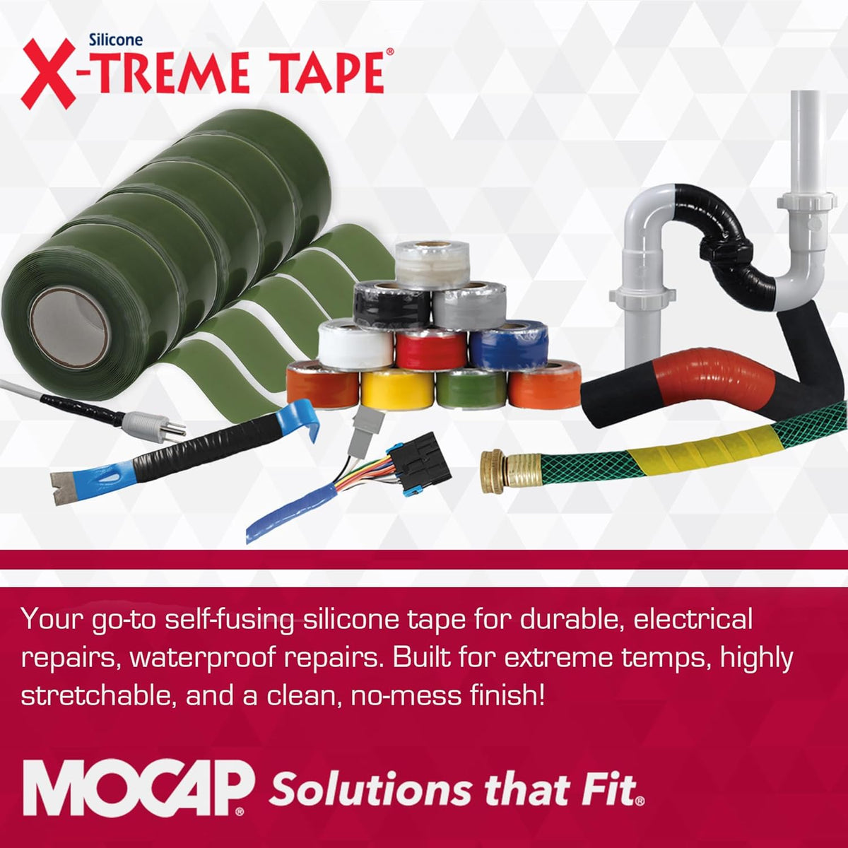 X-Treme Tape MOCAP Heavy Duty Electrical Tape, Self-Fusing Silicone Rubber, Waterproof & Insulating