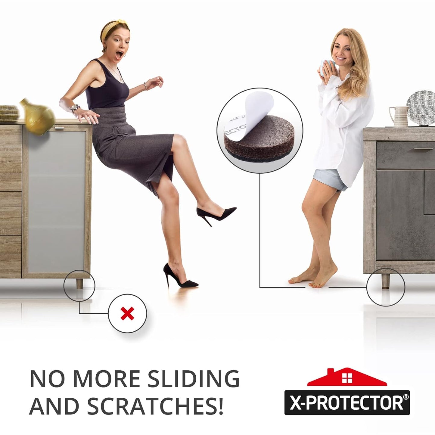 Non Slip Furniture Pads 16 pcs 1" X-Protector - Premium Furniture Grippers! Self-Adhesive Rubber