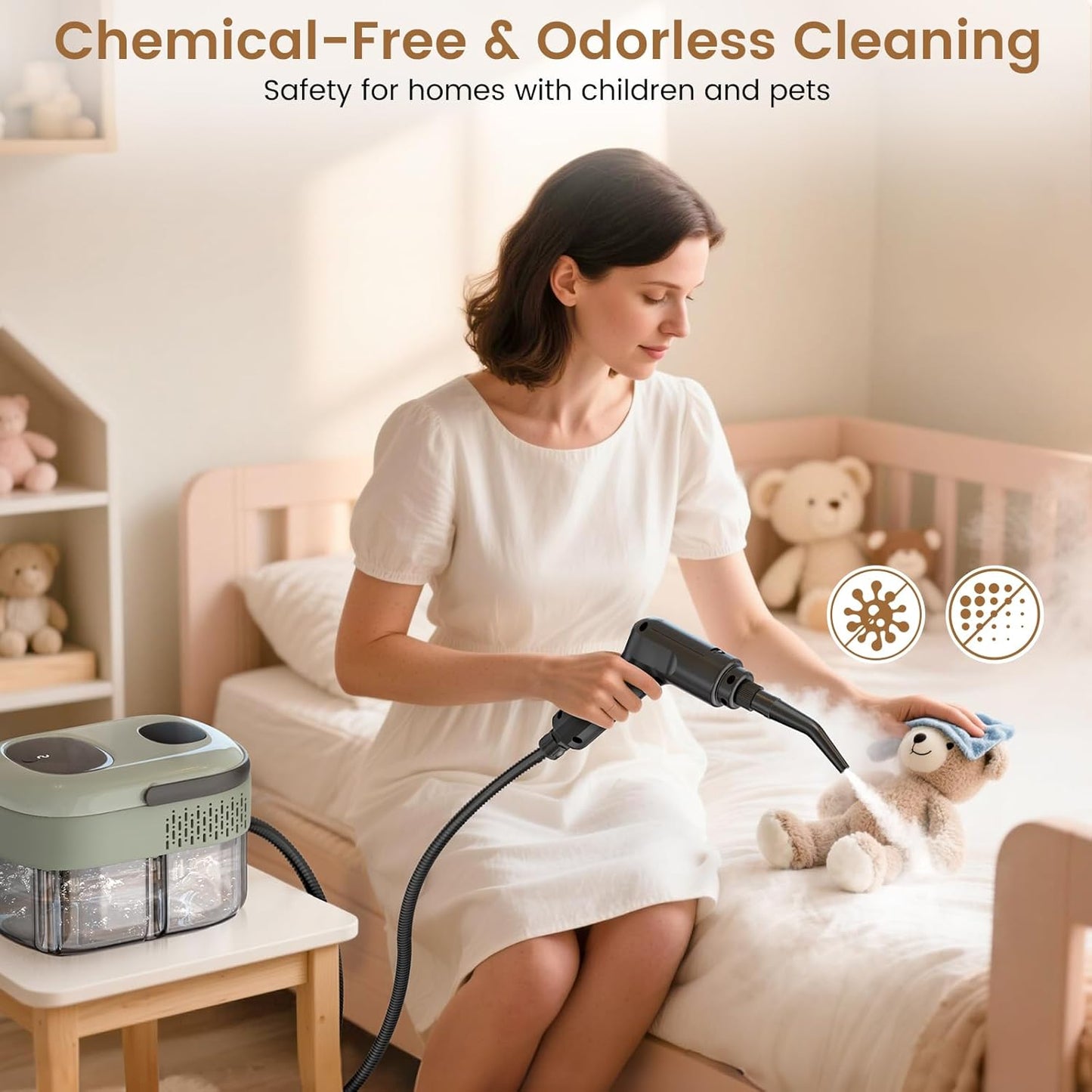 2500W Handheld Steam Cleaner, 3-Level Adjustable Steam Cleaner for Home with 21 Accessories