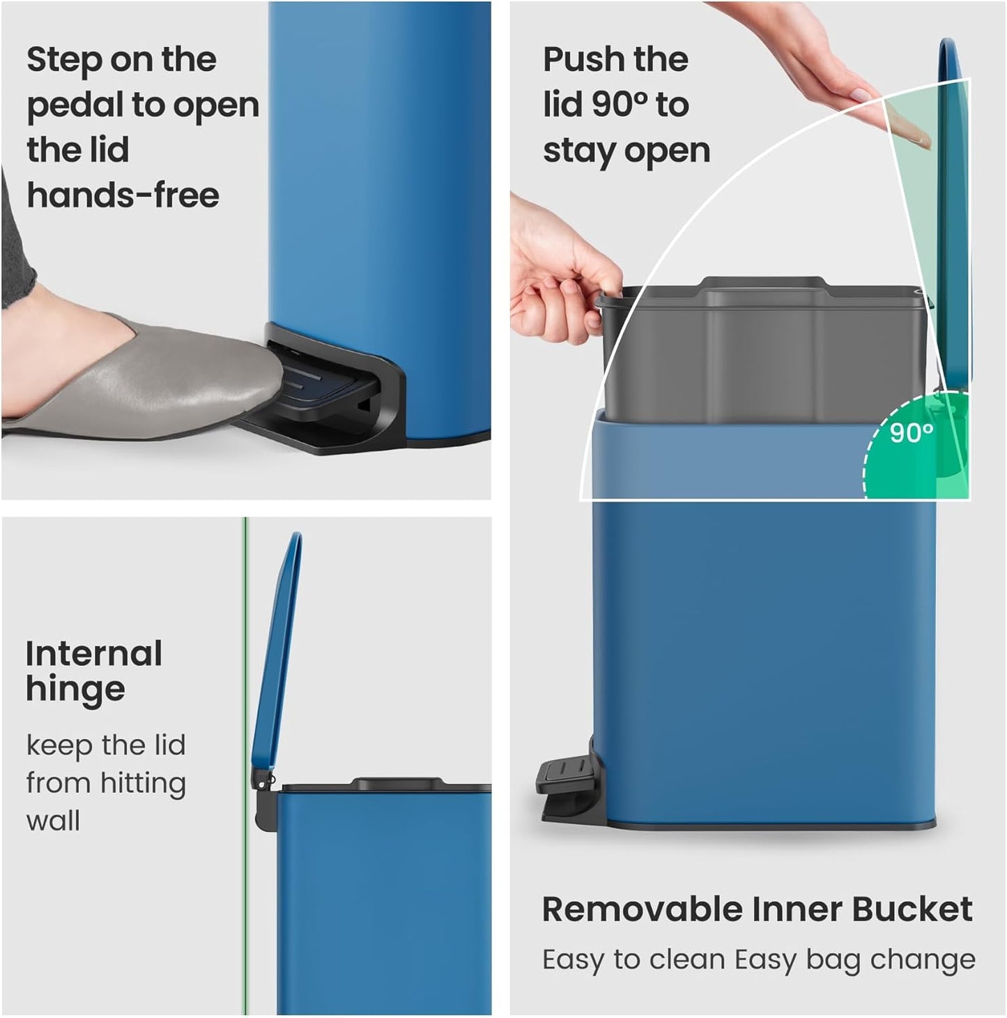 Cesun Small Bathroom Trash Can with Lid Soft Close, Step Pedal, 6 Liter / 1.6 Gallon Stainless