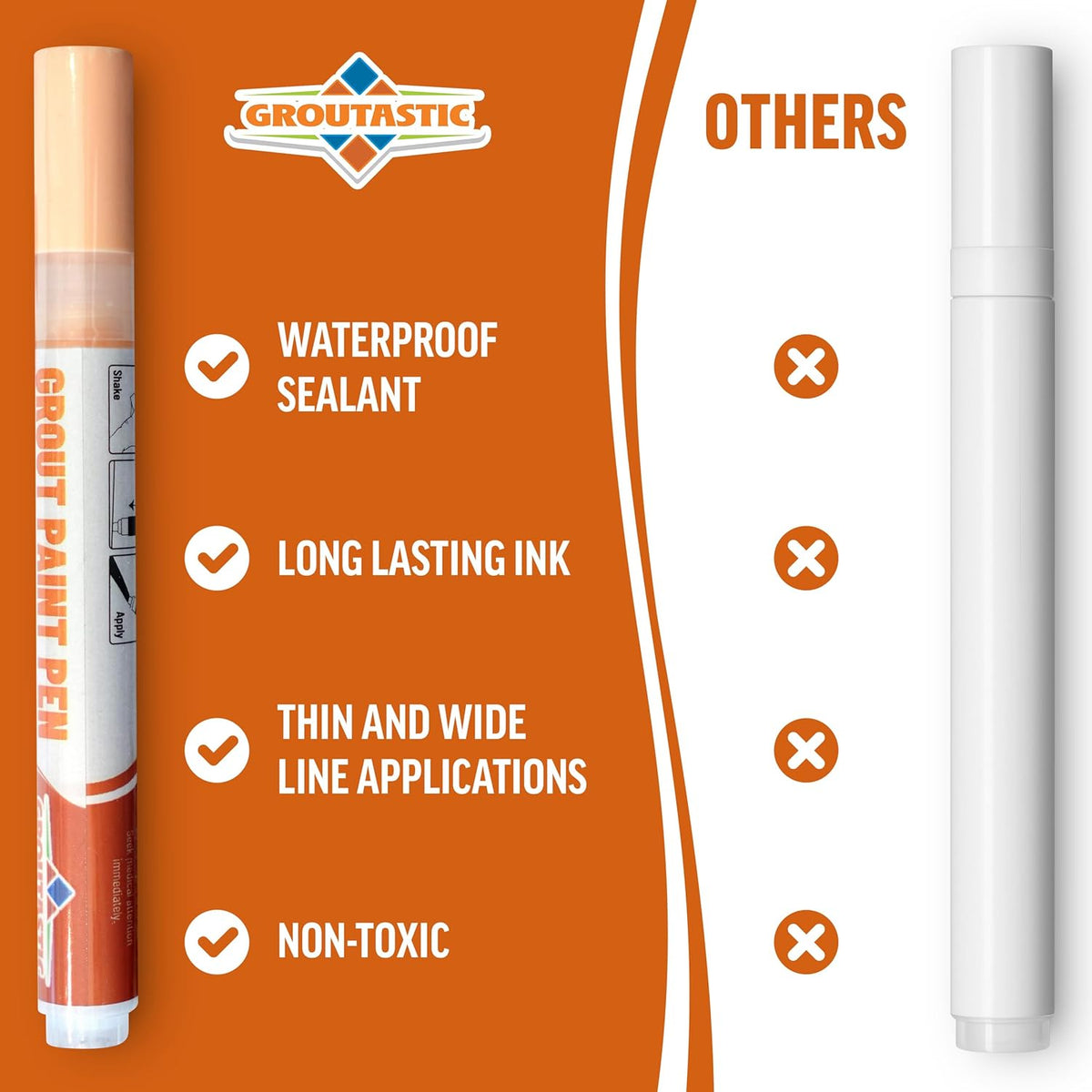 Grout Pen Light Beige – Tile Grout Colorant & Sealer Pen for Bathroom, Kitchen & Shower
