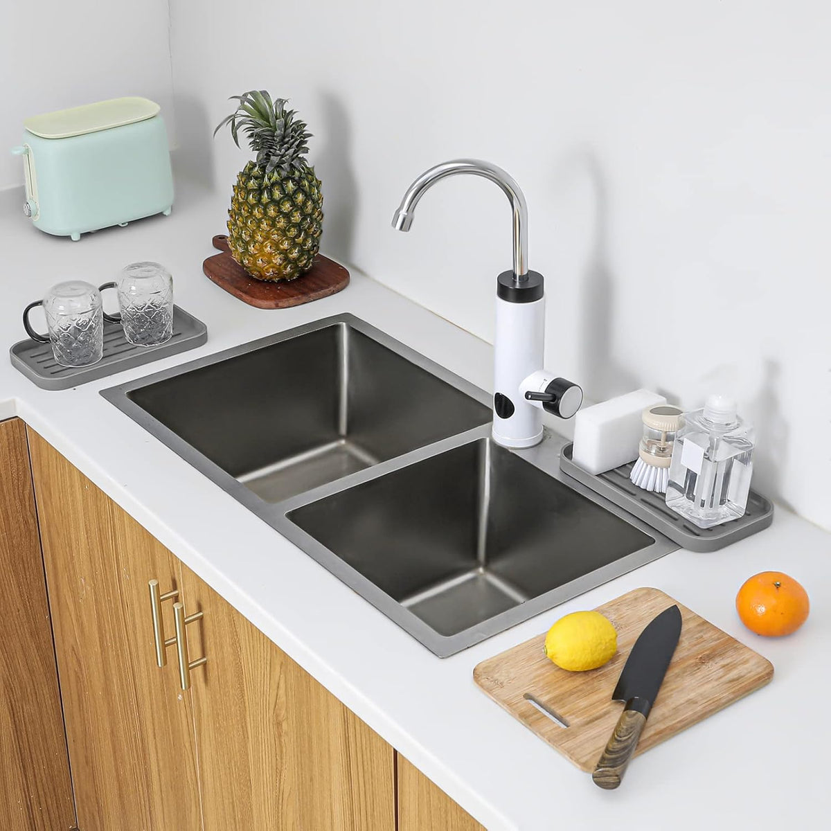 Silicone Kitchen Sink Organizer Tray for Multiple Usage,Eco-Friendly Sponges Holder for Kitchen