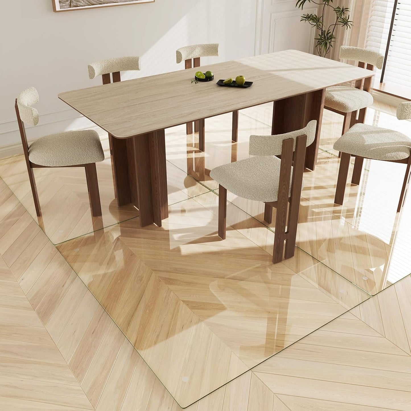 Koonmi Tempered Glass Chair Mat 46"x55" - Premium Office Chair Mat for Hardwood Floors & Low-Pile