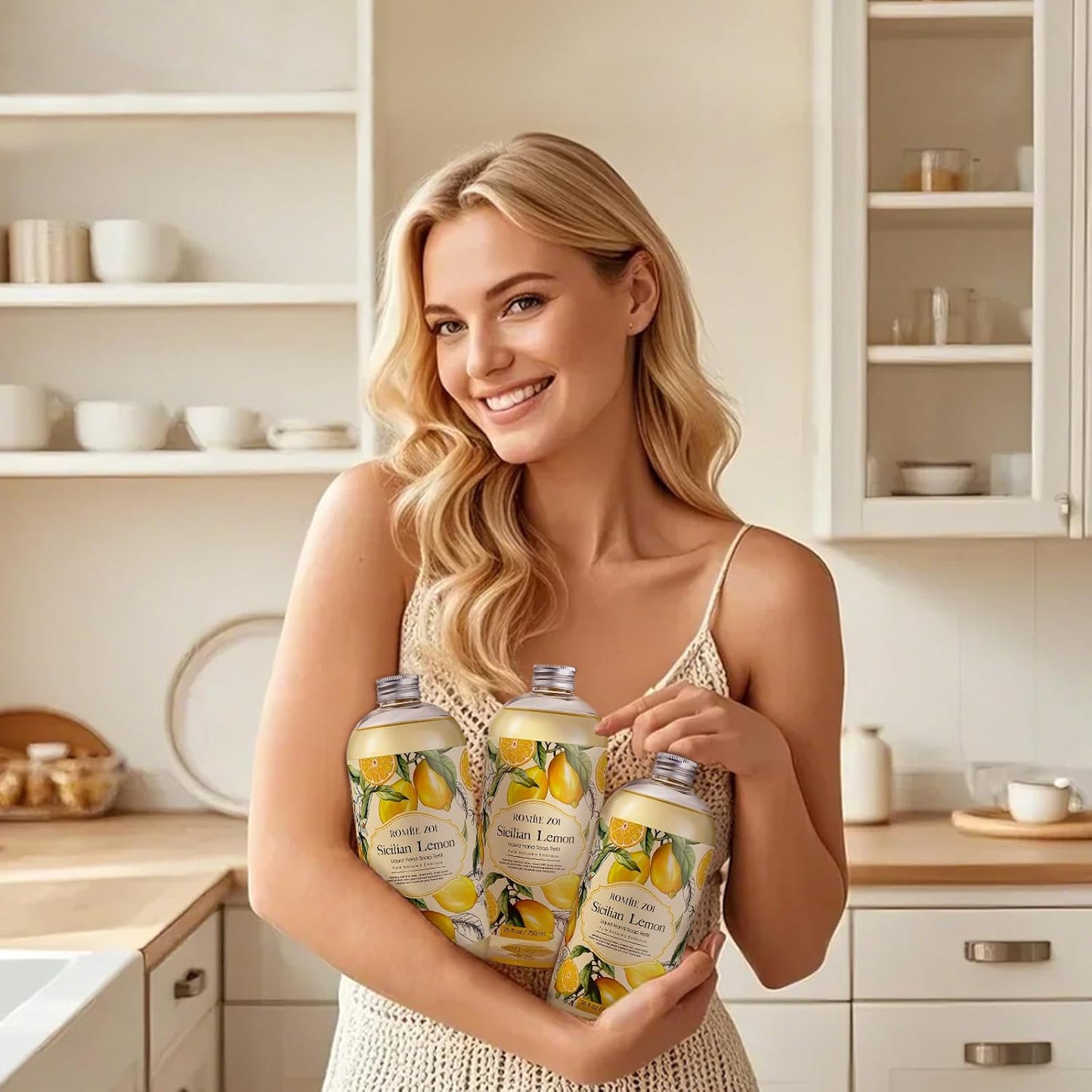 ROMIIE ZOI Lemon Scent Liquid Hand Soap Refills - Natural, Gentle & Moisturizing Formula - Family
