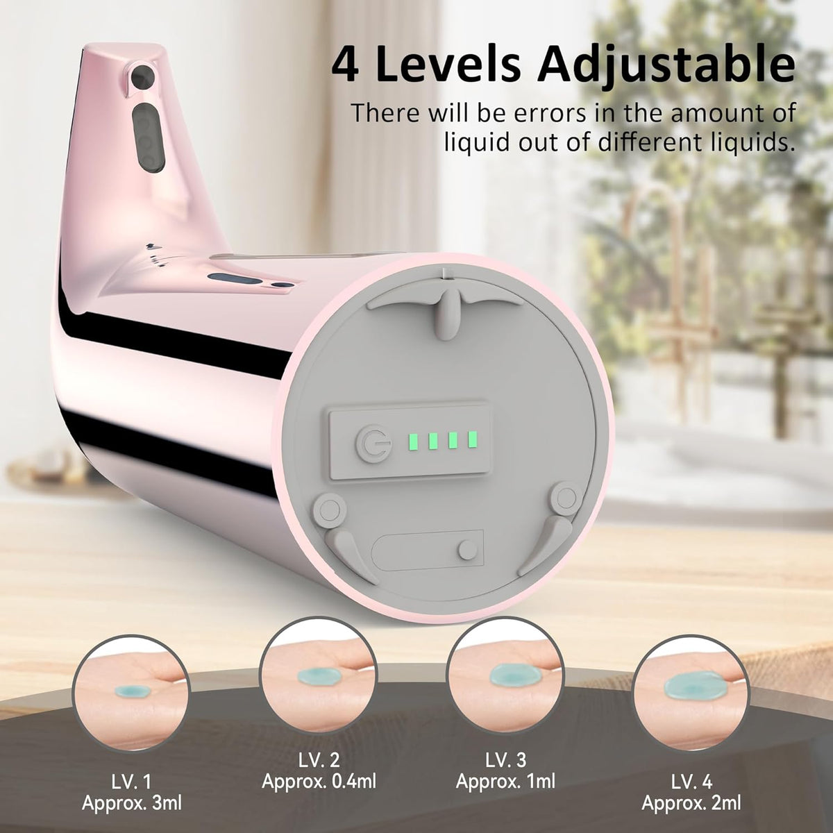 Convenient Automatic Soap Dispenser,4 Adjustable Levels Touchless Hand Sanitizer Pump with Infrared