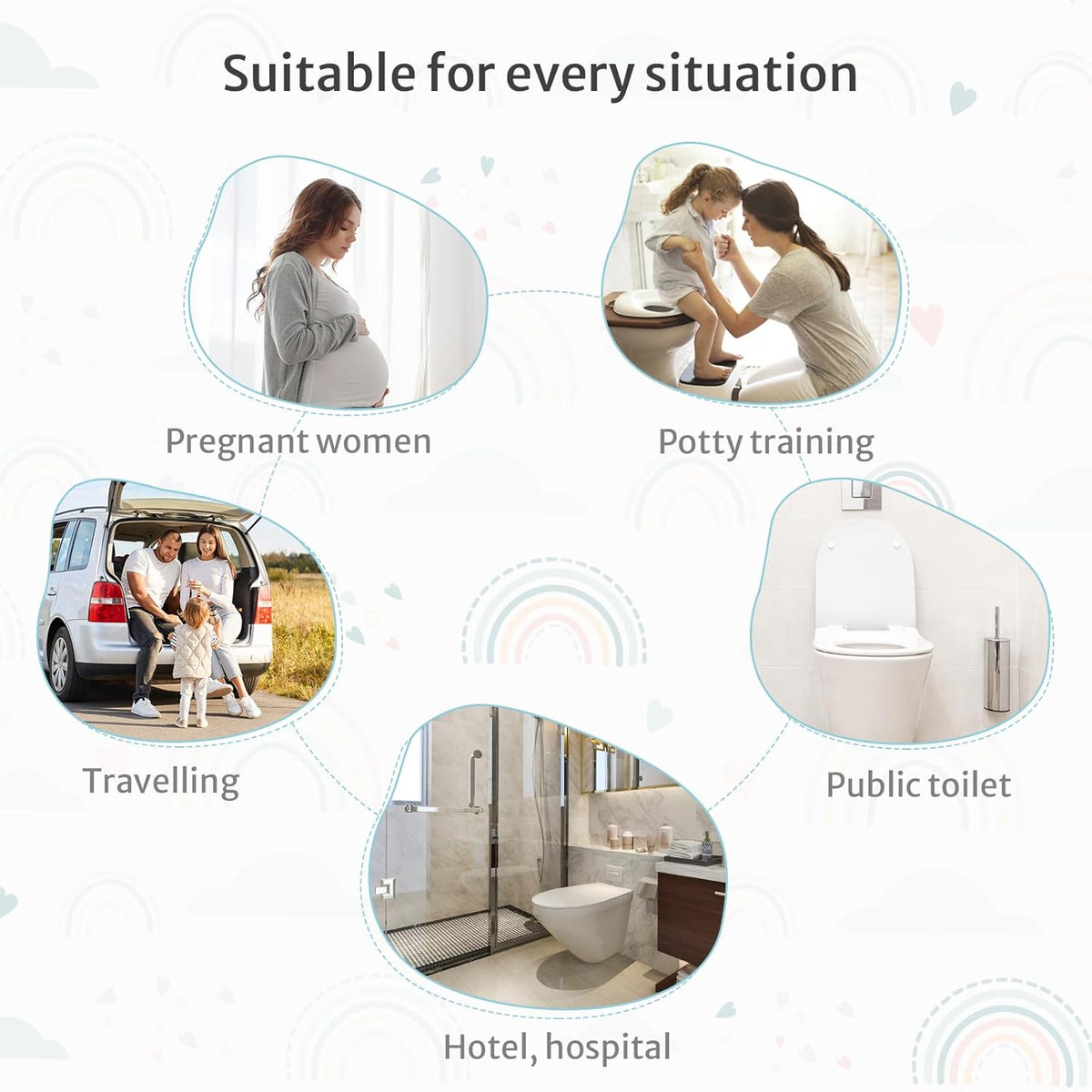 Blissful Diary 30 Pcs Toilet Seat Covers Disposable for Toddlers & Adults, Extra Large Waterproof