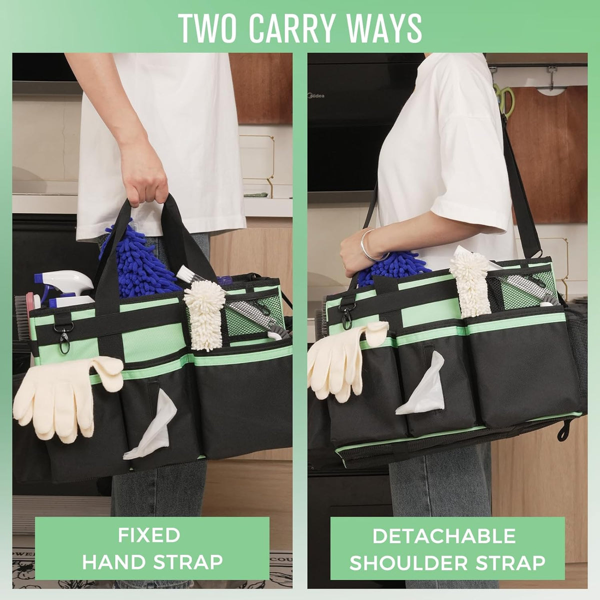 Wearable Cleaning Caddy, Cleaning Caddy Supplies Organizer with Handle & Shoulder Straps for