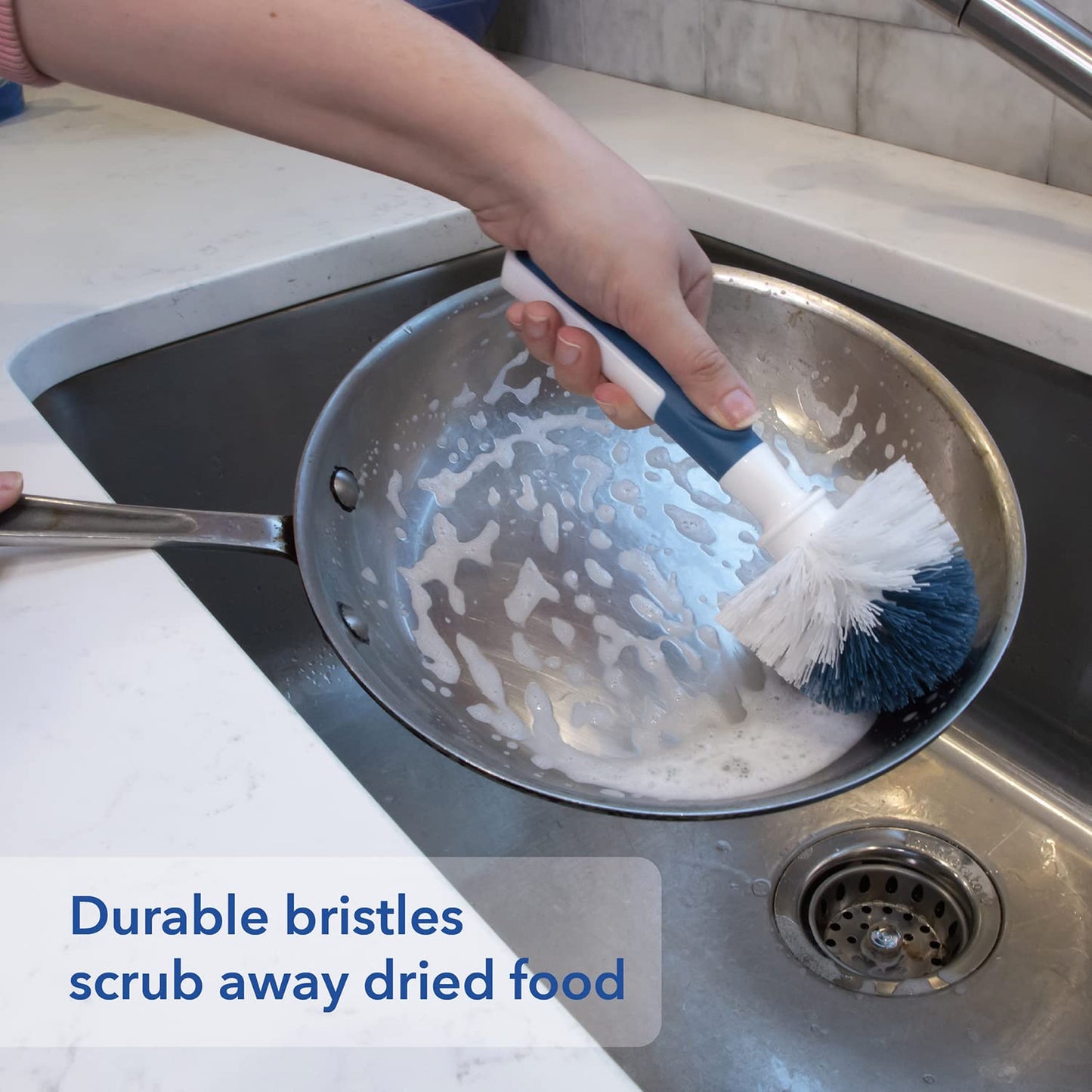 Unger Sink and Dish Scrub Brush, Kitchen Washing Scrubber for Hard-to-Reach Corners, Small Cleaning