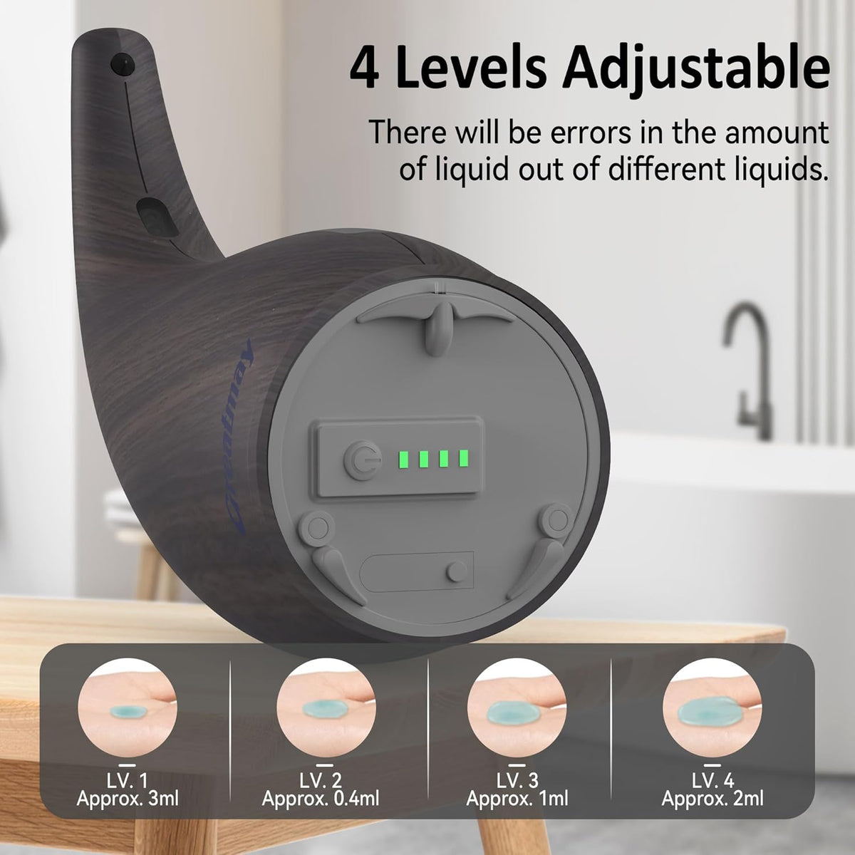 Adjustable Automatic Soap Dispenser Touchless, 4 Adjustable Levels Touchless Sensor Liquid Soap