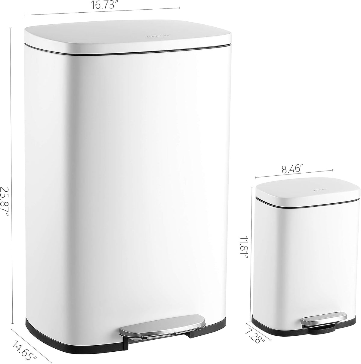 happimess HPM1006C Connor Rectangular Trash Can with Soft-Close Lid and Free Mini Trash Can, Modern