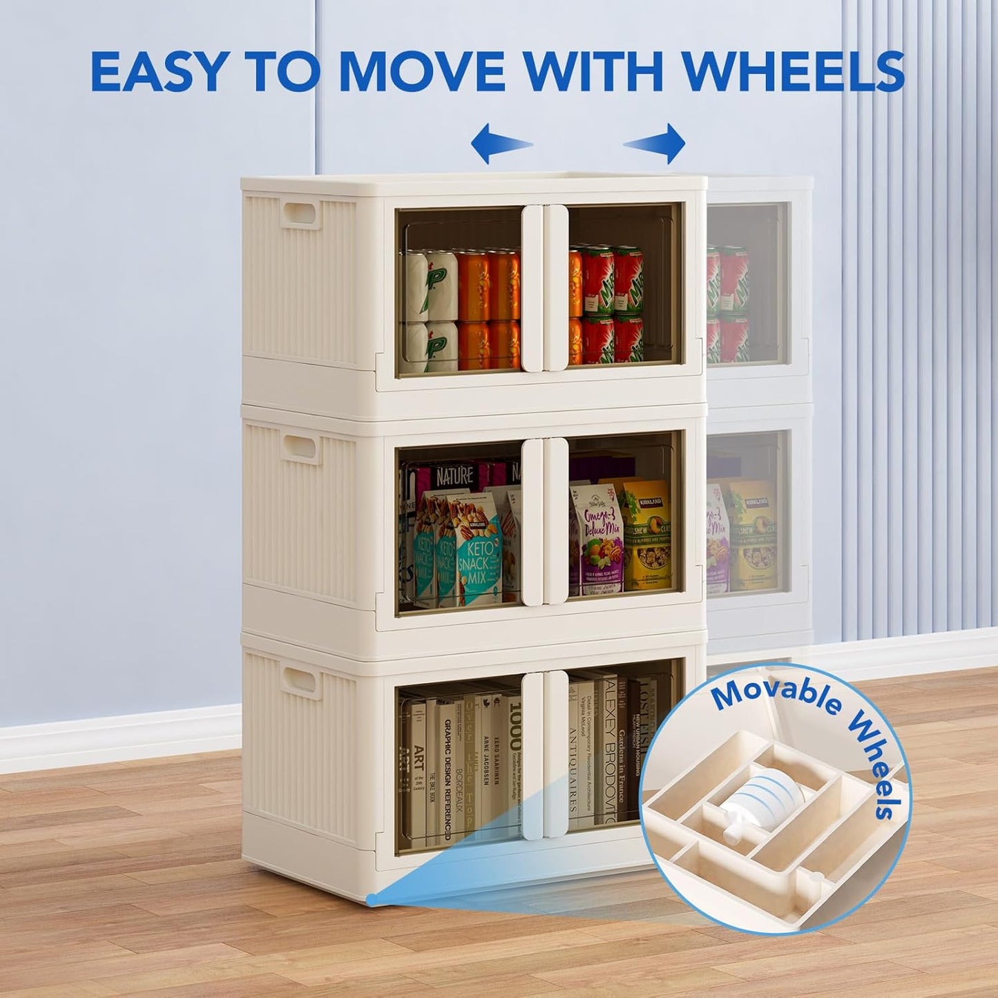 FLEXIMOUNTS 152 QT Stackable Storage Bins With Lids, Collapsible Plastic Storage Bins, Closet