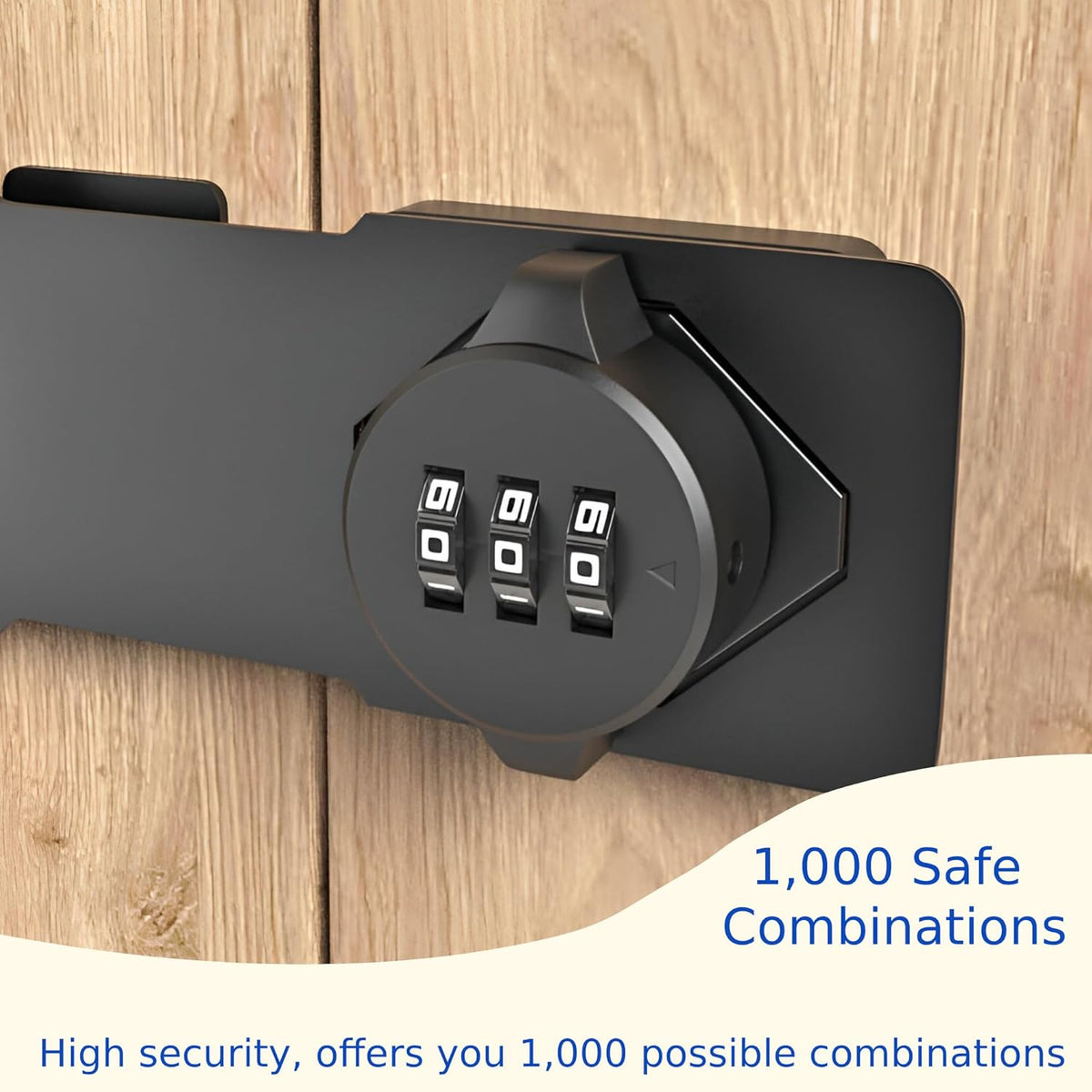 3-Digit Combination Lock, Black, Keyless, Zinc Alloy, Cabinet Door Latch, Easy DIY Installation