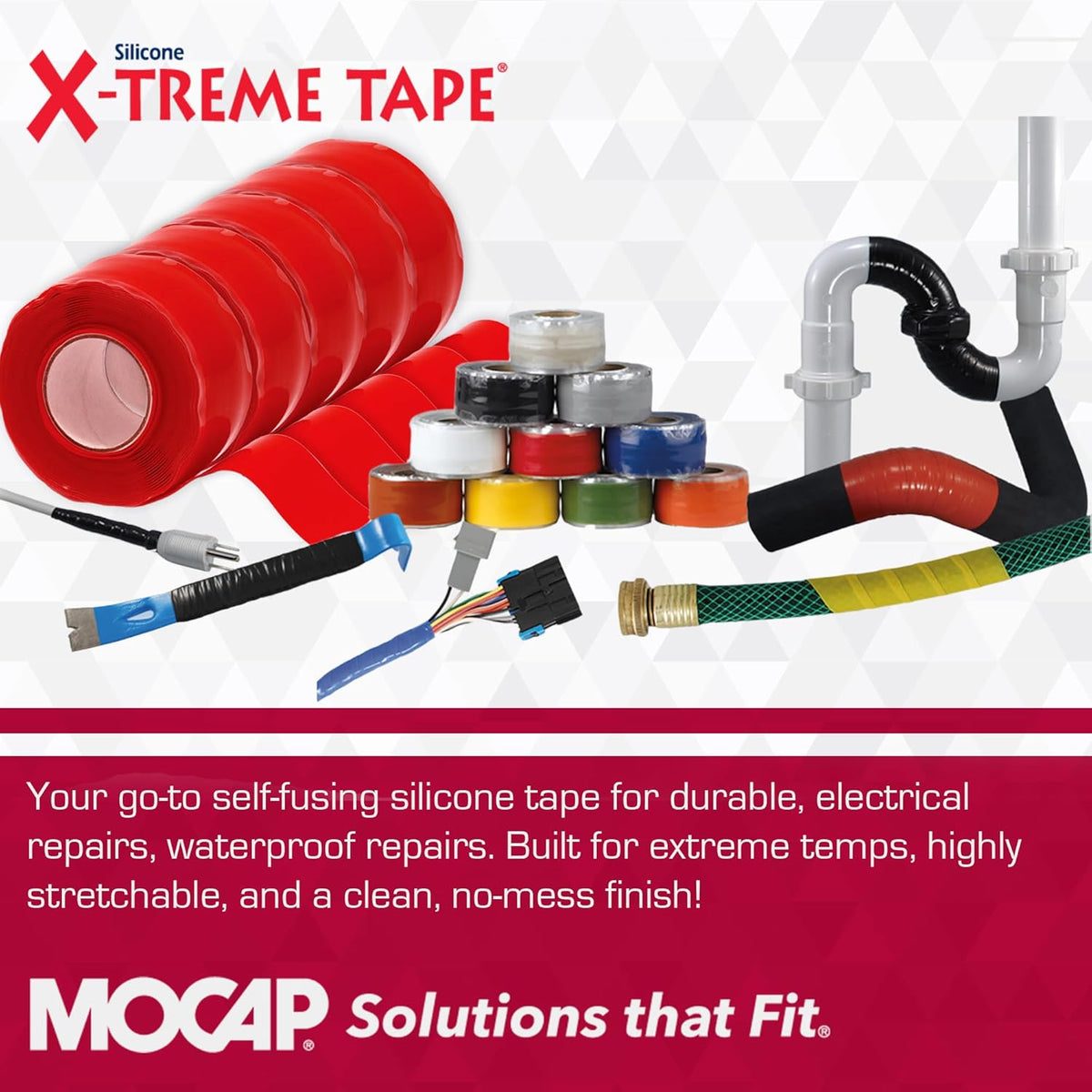 X-Treme Tape MOCAP Heavy Duty Electrical Tape, Self-Fusing Silicone Rubber, Waterproof & Insulating